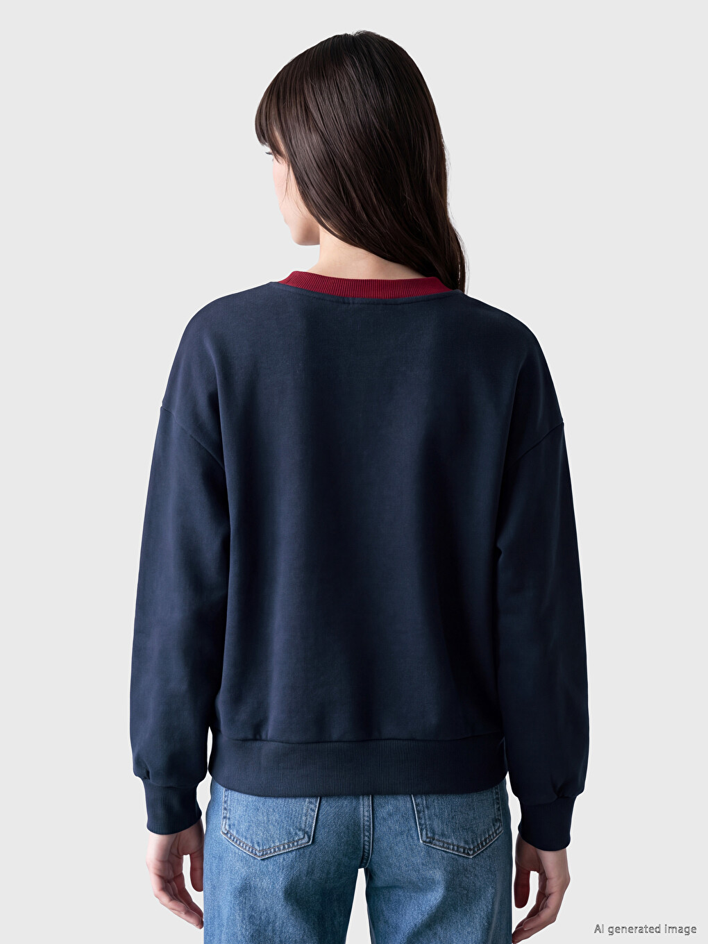 Lacivert Harry Potter Baskılı Oversize Kadın Sweatshirt-3