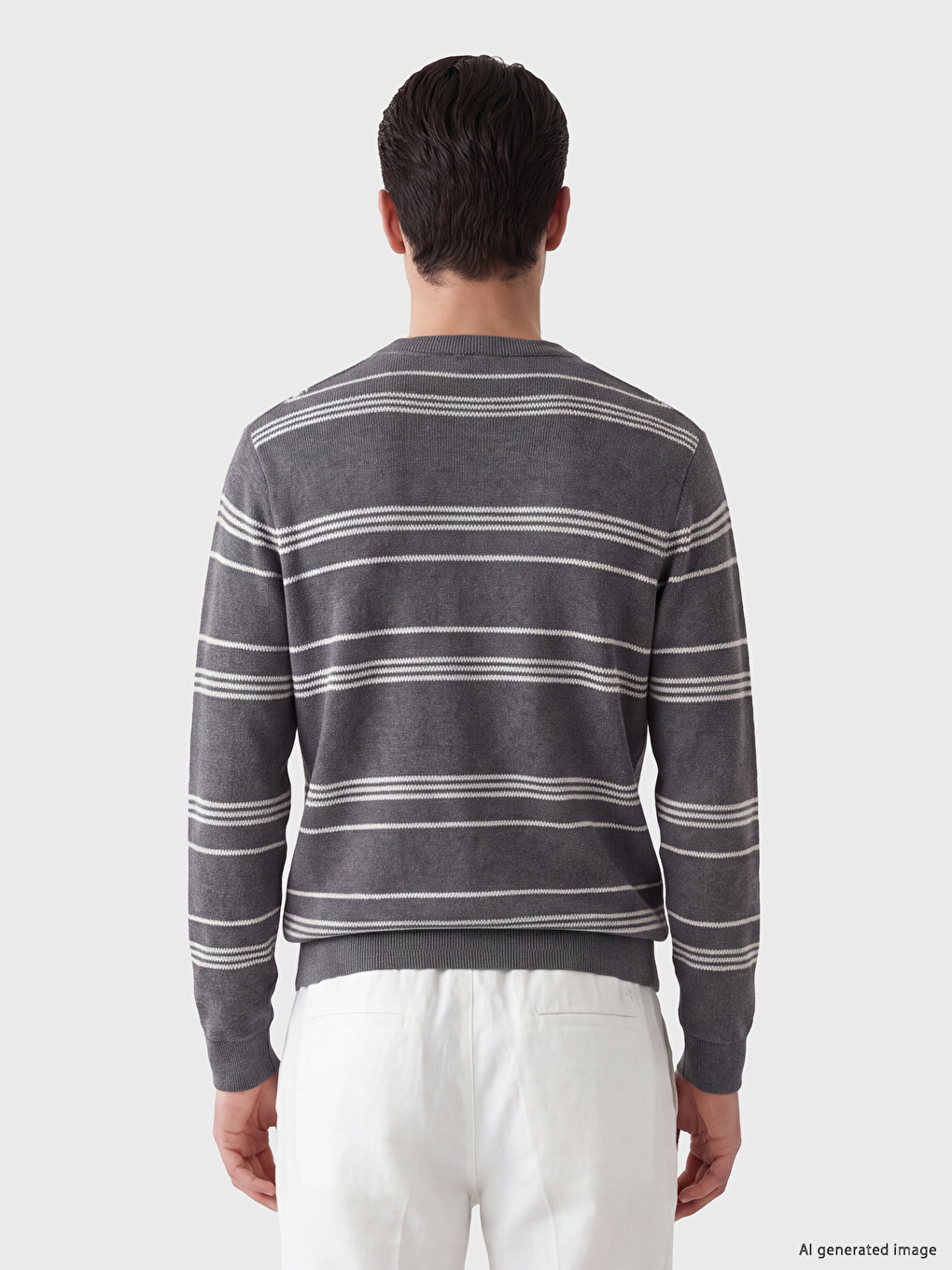 Crew Neck Striped Men's Knitwear Sweater-2