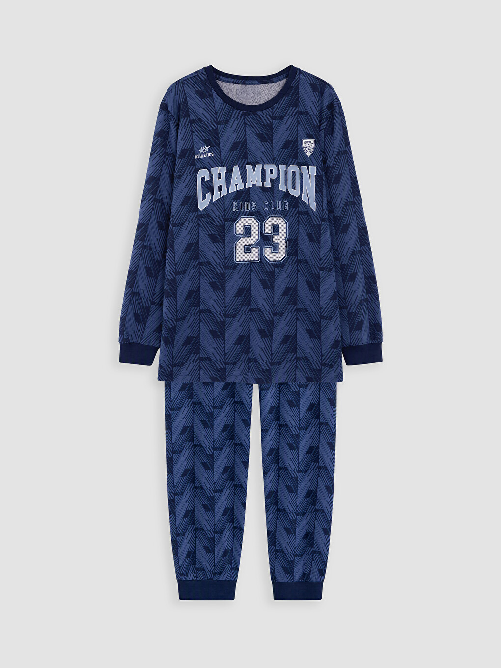 Lacivert Bisiklet Yaka Erkek Çocuk Pijama Takımı