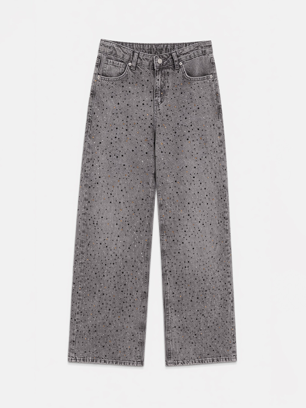 Straight Fit Rhinestone Embellished Women's Jeans
