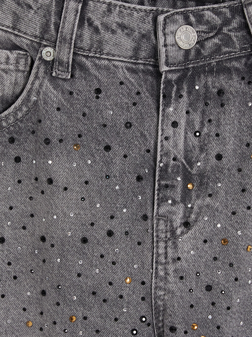 Straight Fit Rhinestone Embellished Women's Jeans-2