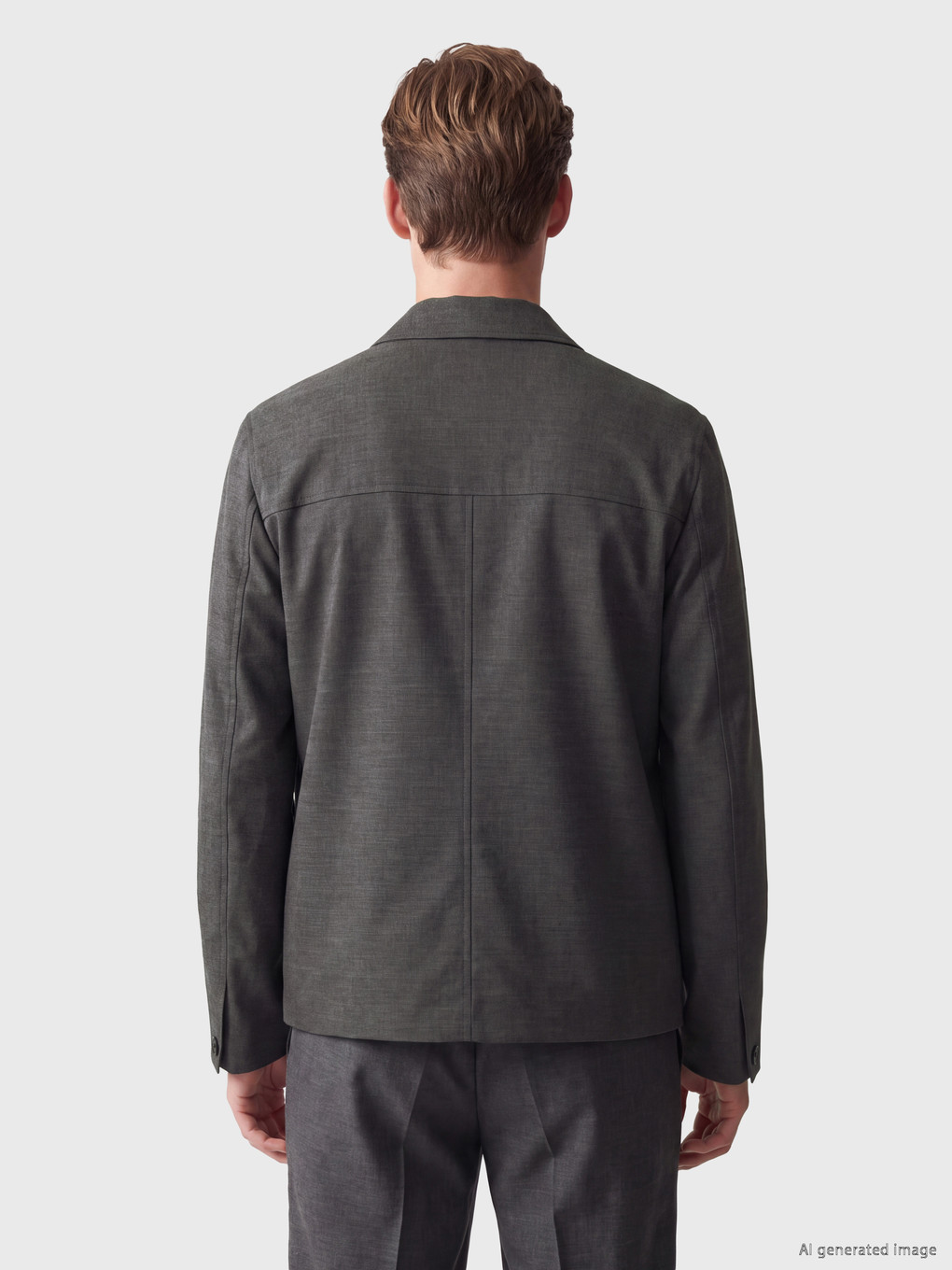 Gri Regular Fit Armürlü Erkek Ceket-3