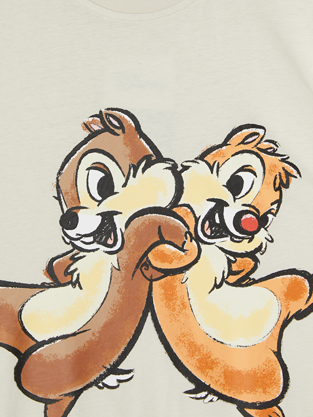 Bej Chip And Dale Baskılı %100 Pamuklu Kadın Tişört-2