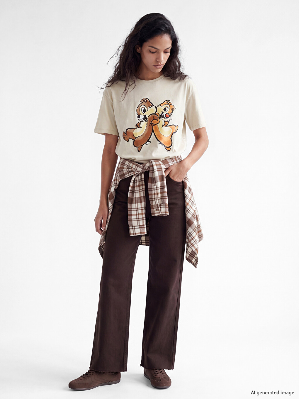 Chip And Dale Printed 100% Cotton Women's T-shirt-1