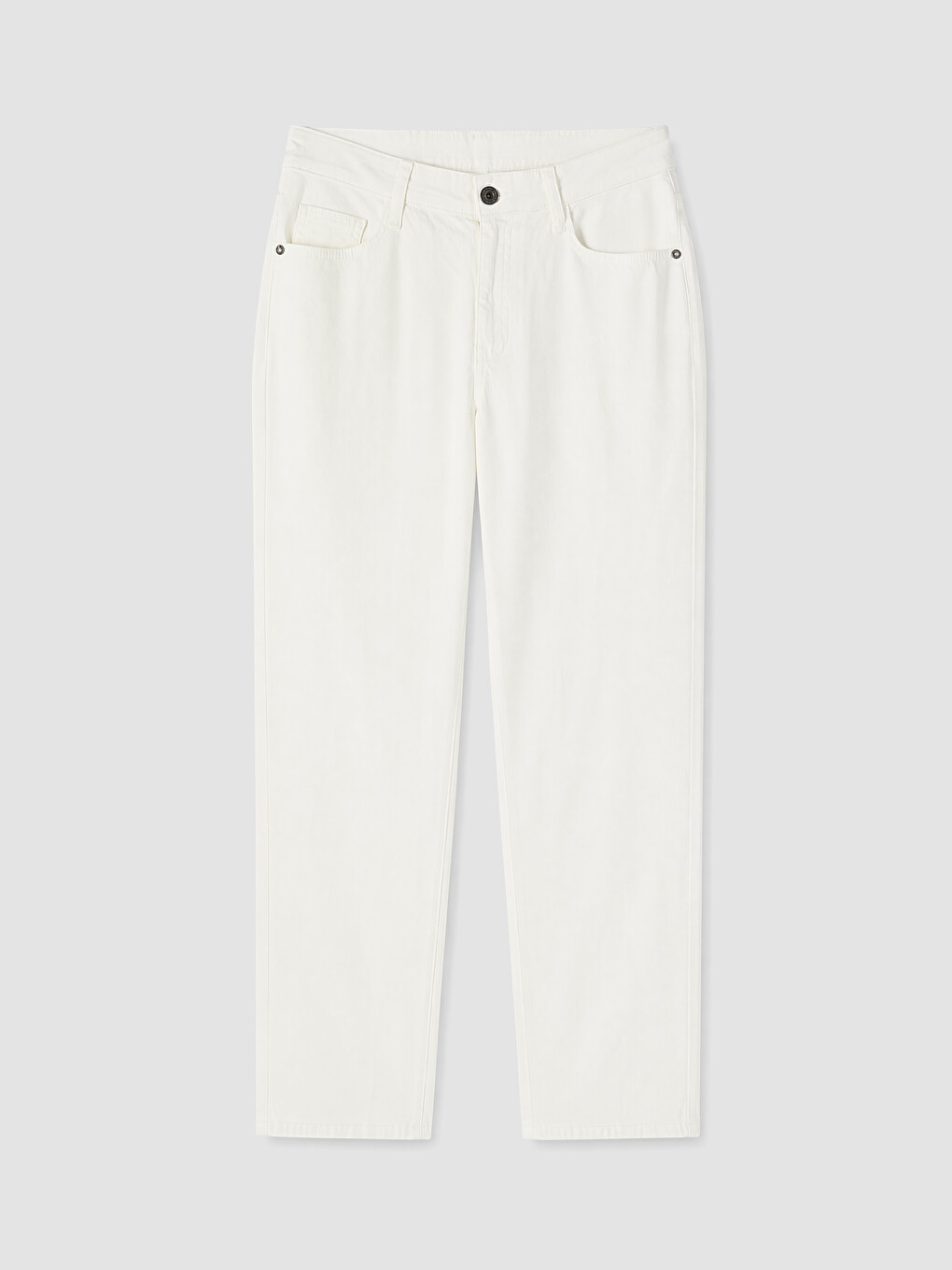 Beyaz Standart Kalıp Erkek Gabardin Pantolon
