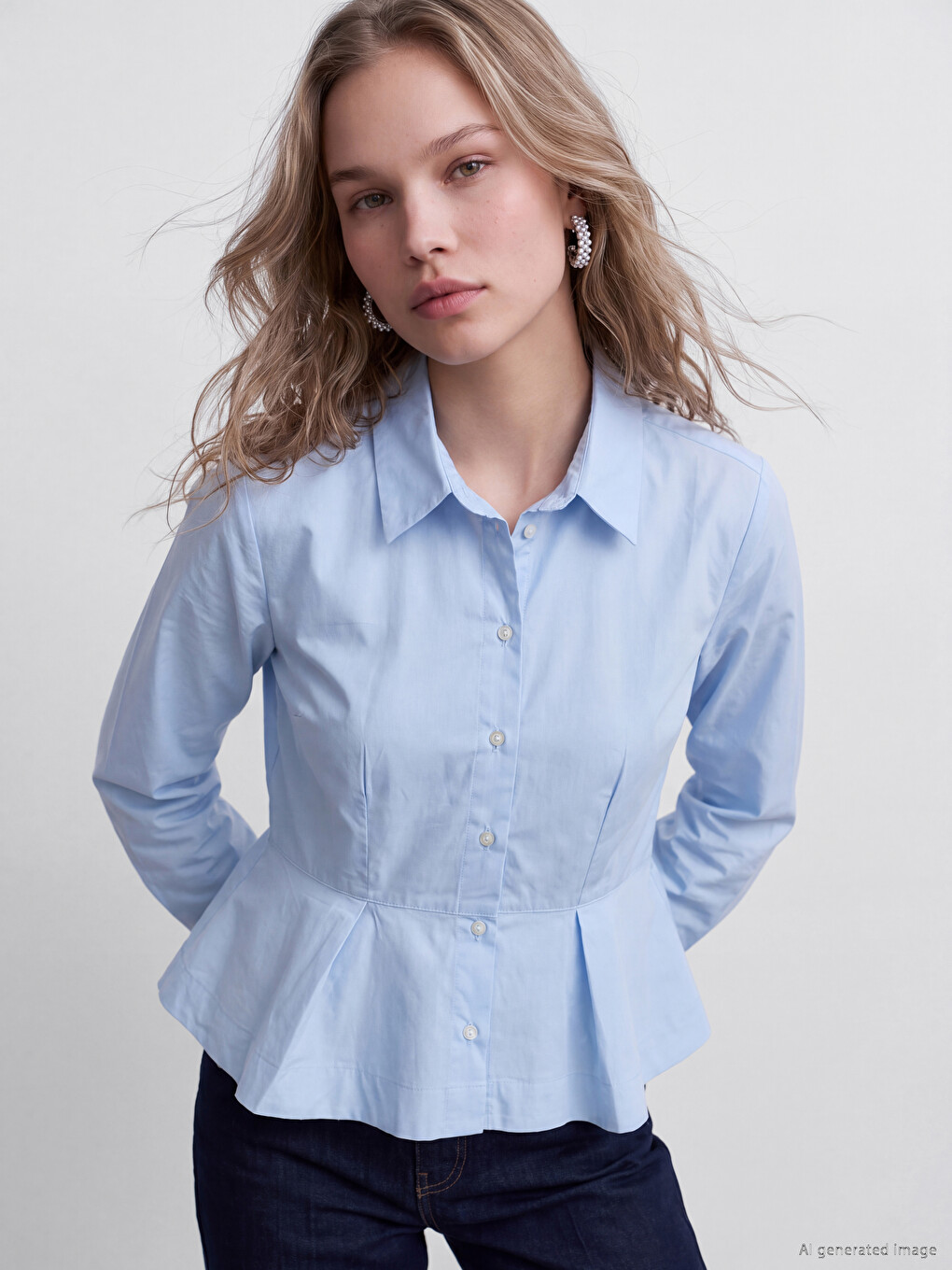 Peplum Poplin Women's Shirt