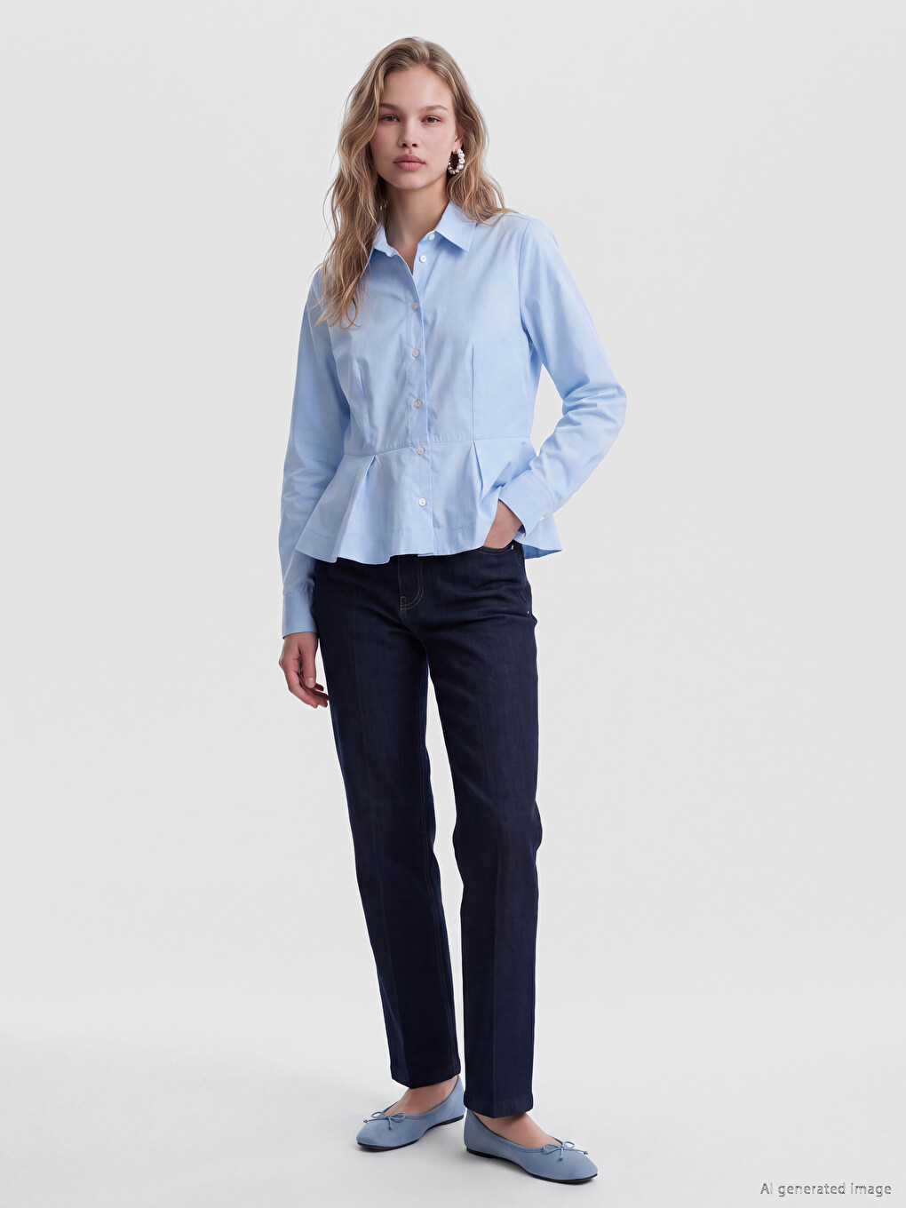 Peplum Poplin Women's Shirt-1
