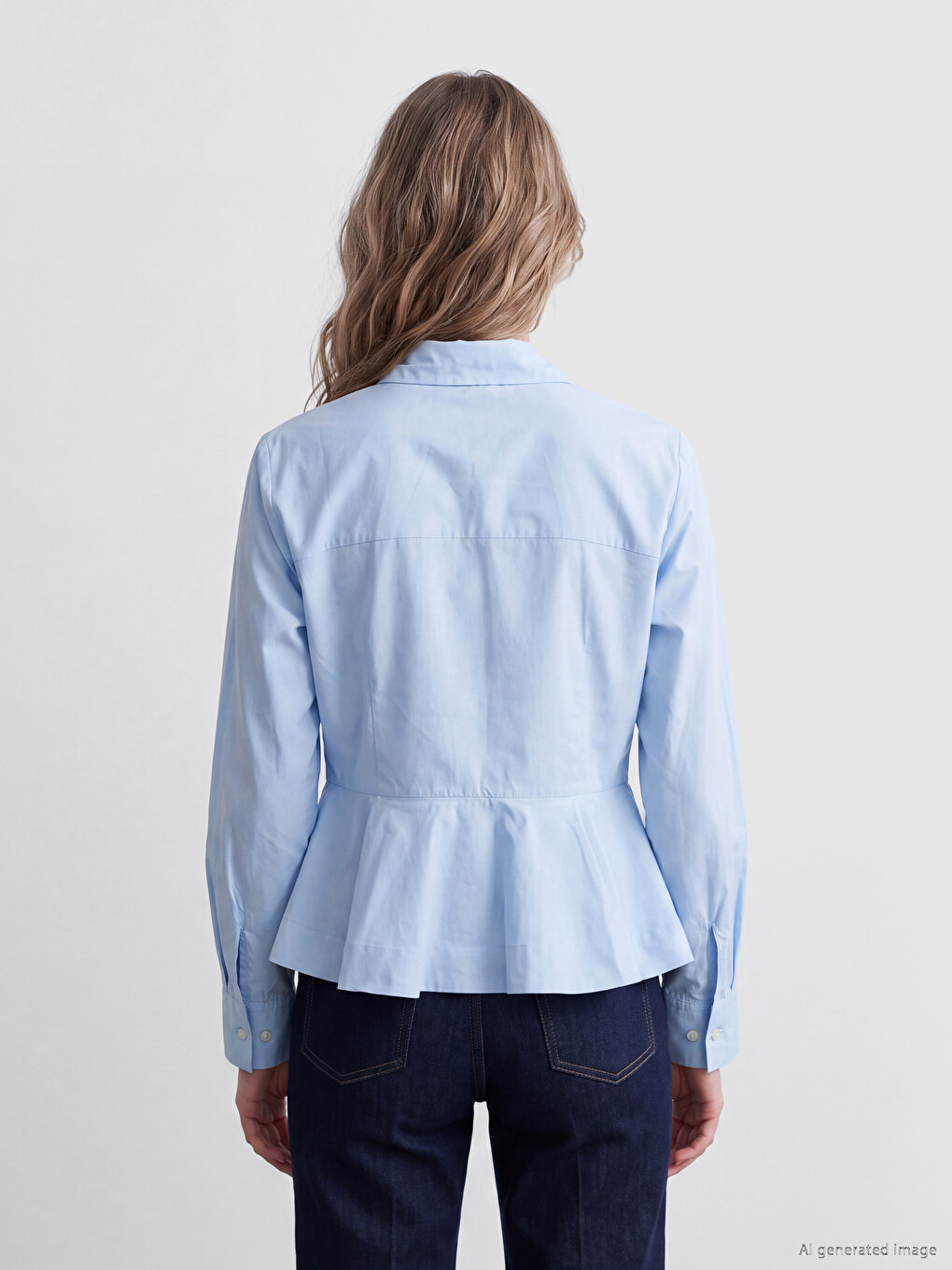 Peplum Poplin Women's Shirt-3