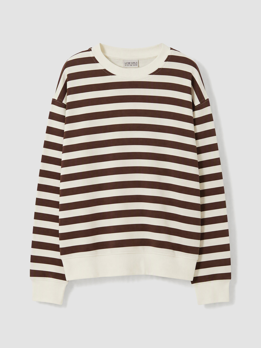 Kahverengi Çizgili Kız Çocuk Sweatshirt
