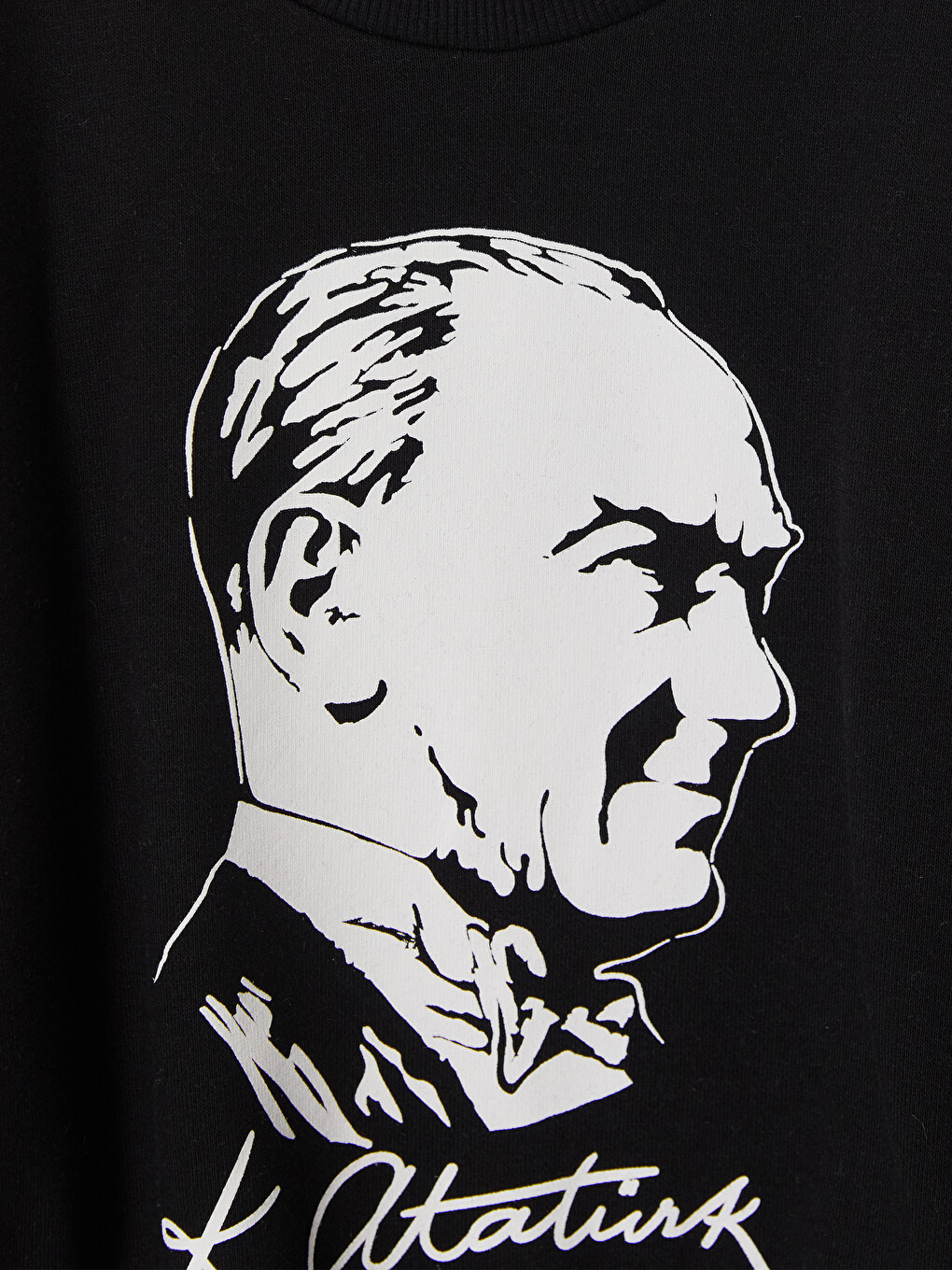 Siyah Atatürk Baskılı Kız Çocuk Kalın Sweatshirt-1