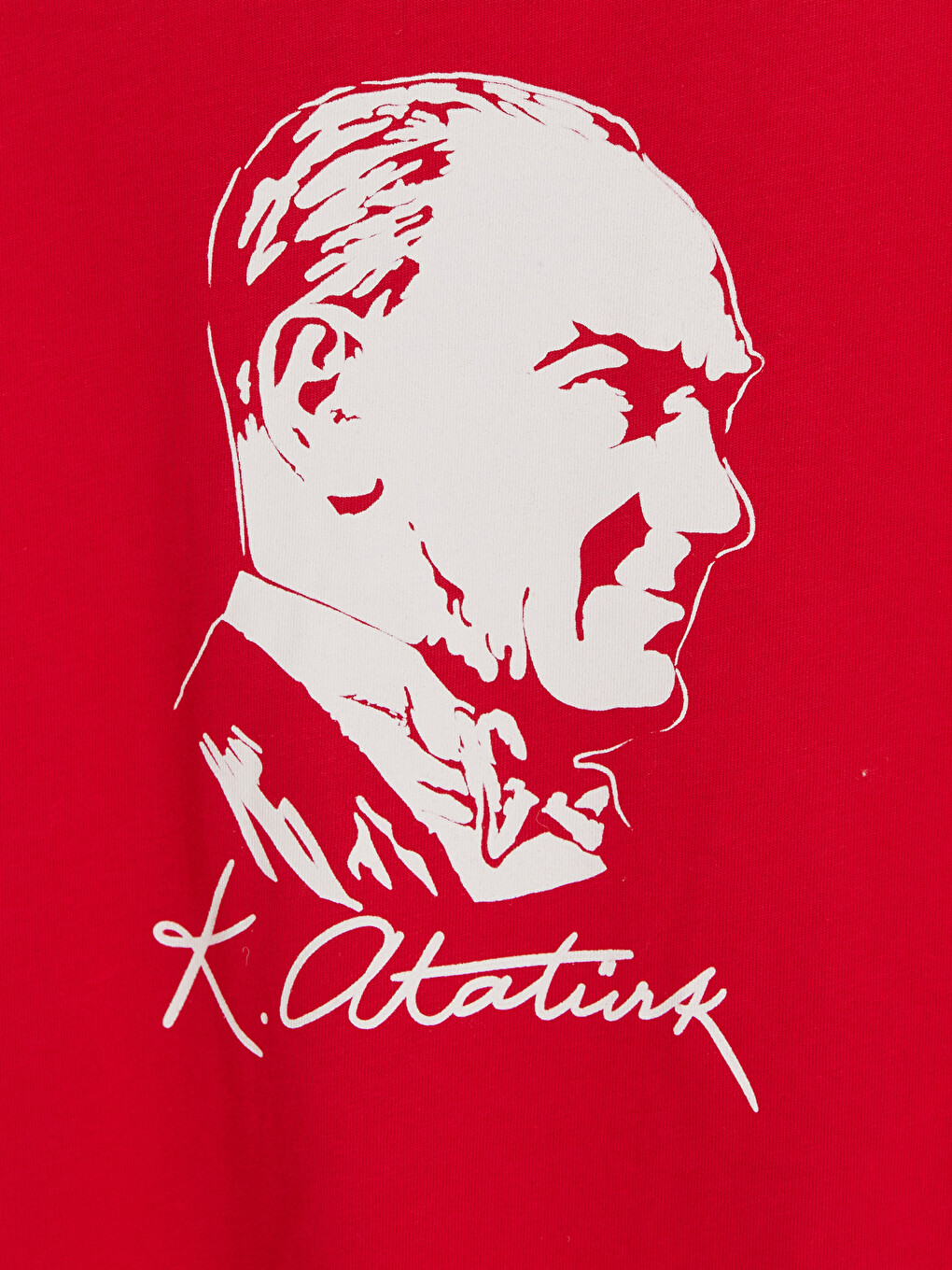 Kırmızı Atatürk Baskılı Kız Çocuk Tişört-1