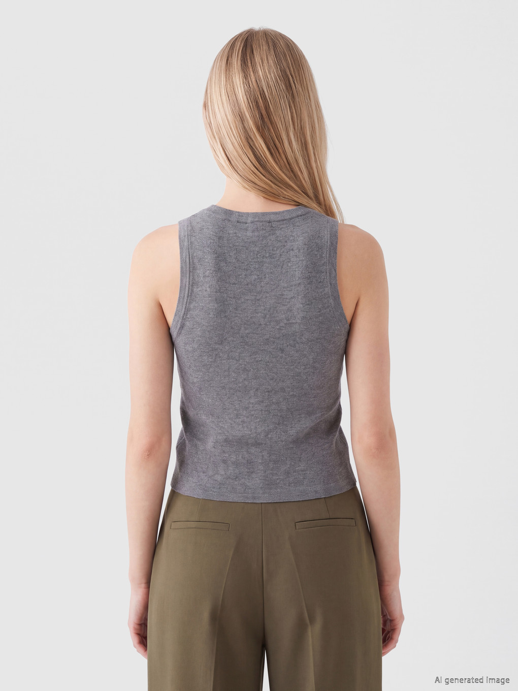 Crew Neck Women's Knitwear Tank Top-3