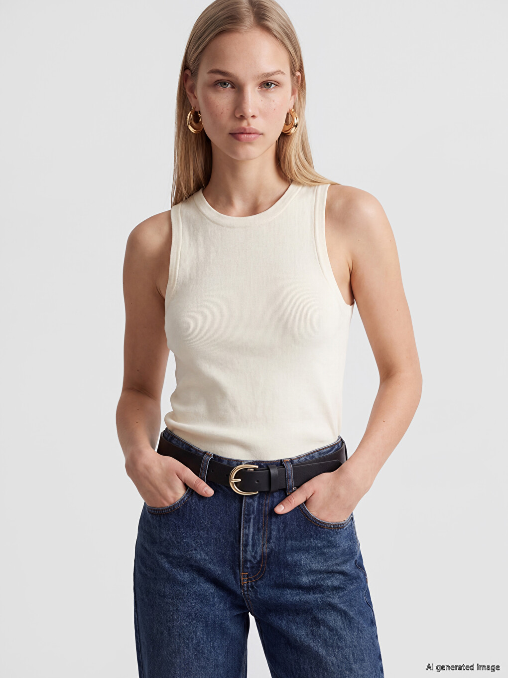 Woman Ecru Tank Top
