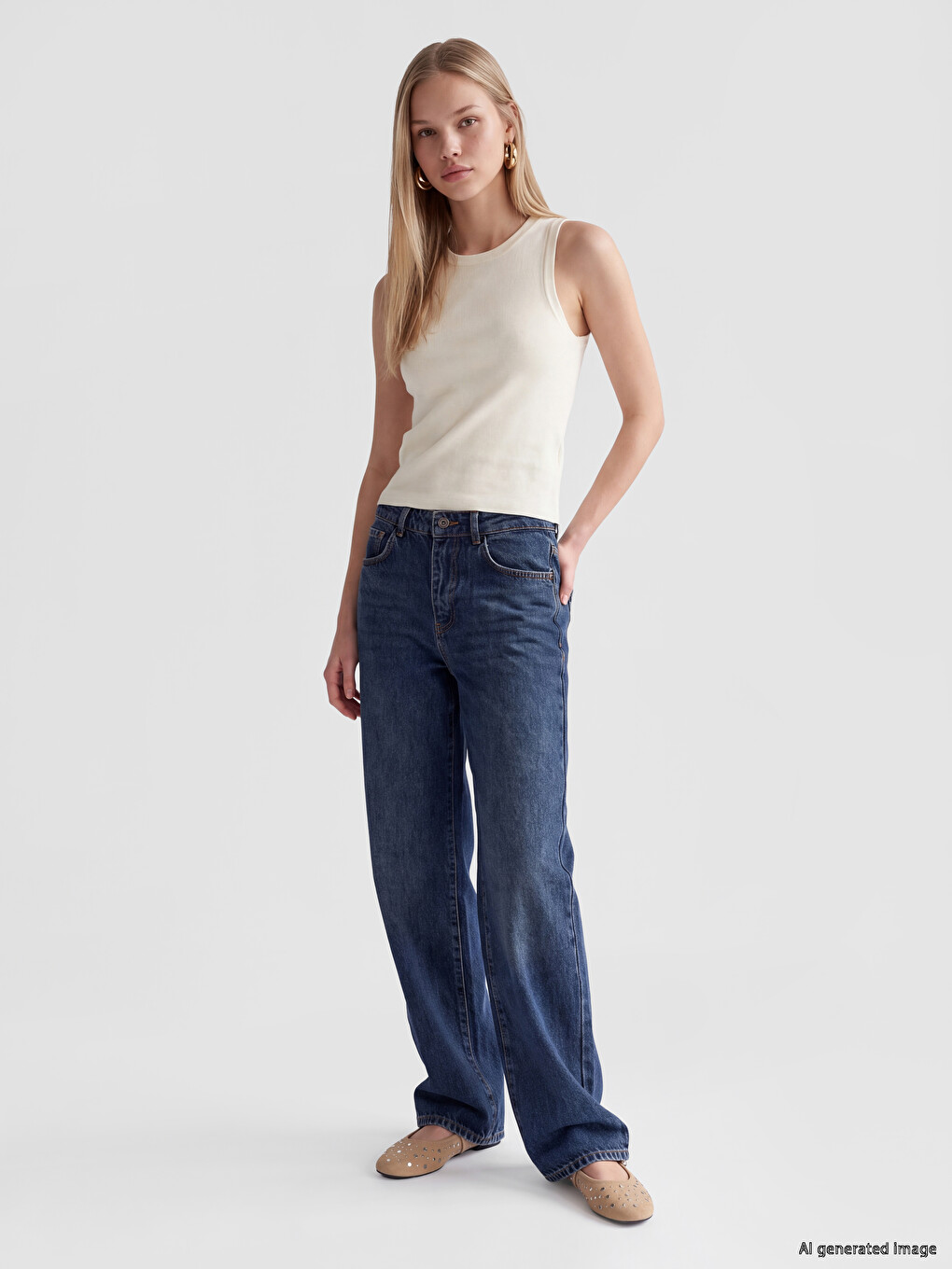 Woman Ecru Tank Top-1