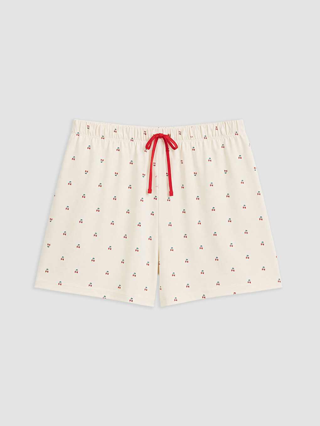 Ekru Gömlek Yaka Baskılı Hamile Şortlu Pijama Takımı-3