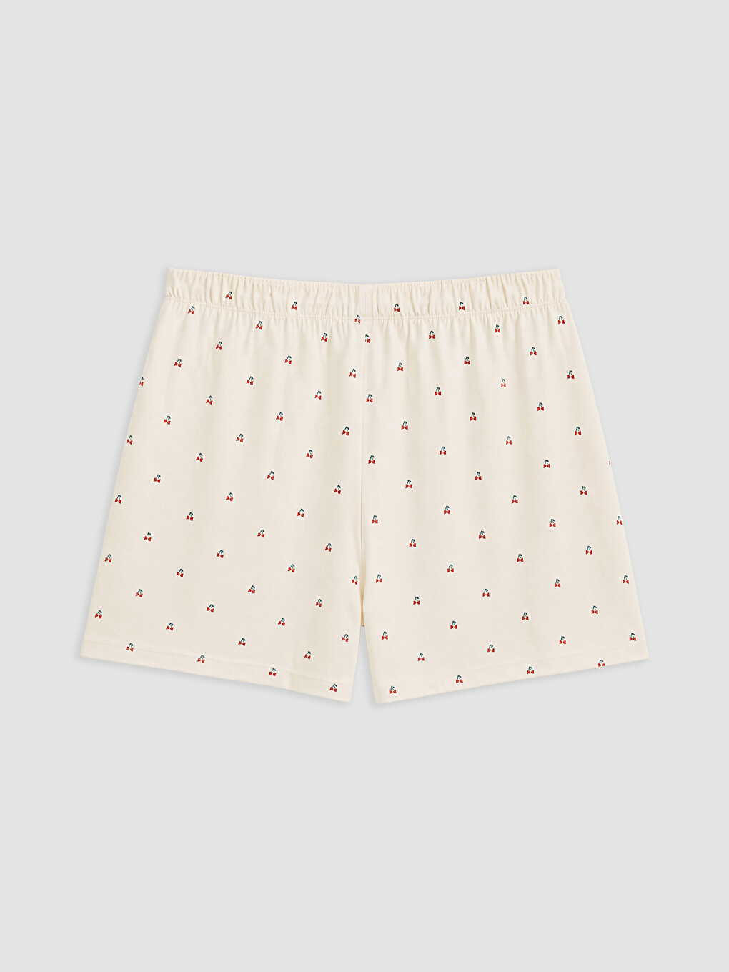Ekru Gömlek Yaka Baskılı Hamile Şortlu Pijama Takımı-4