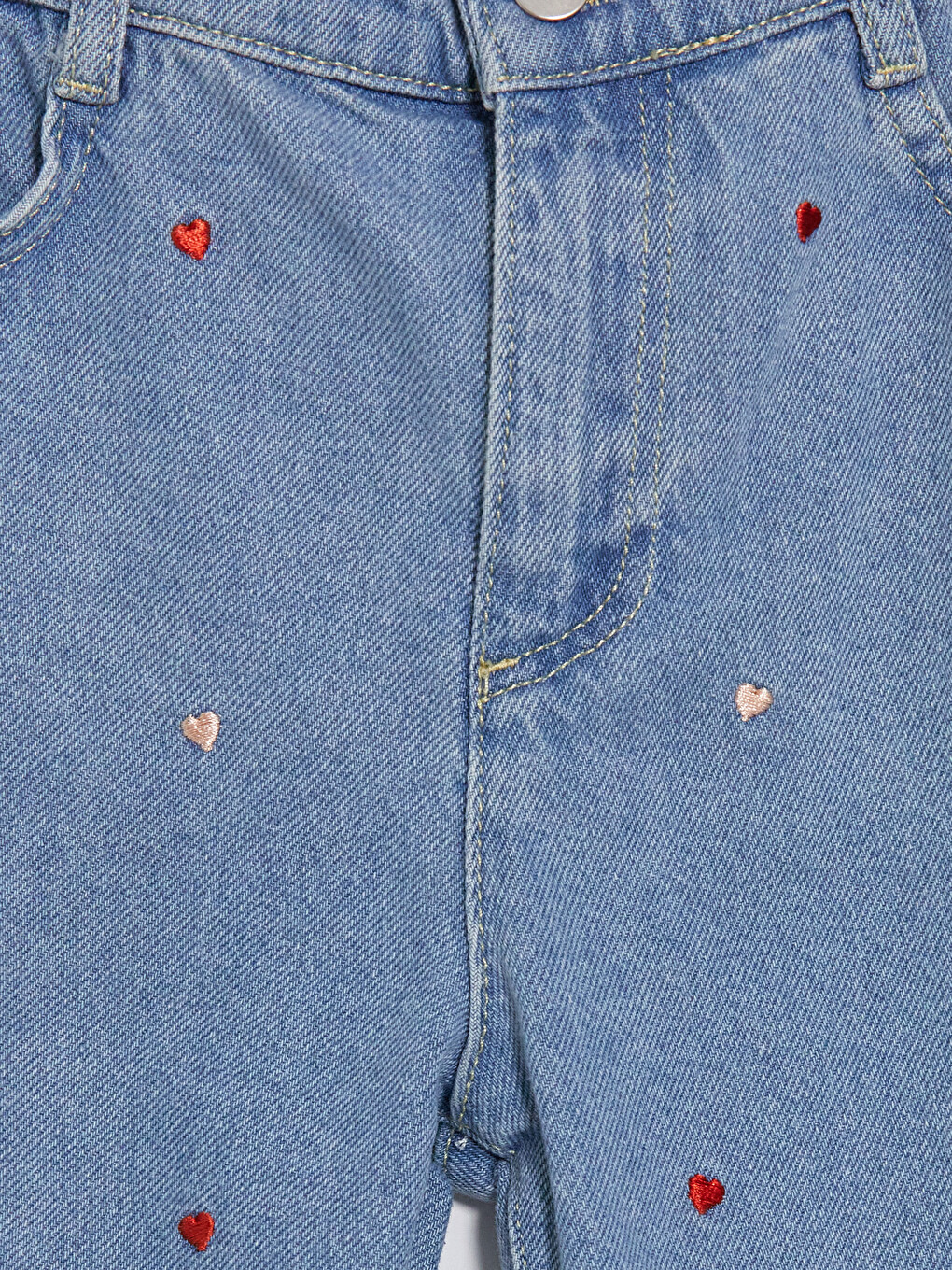 İndigo Straight Fit Nakışlı Kız Çocuk Jean Pantolon-1