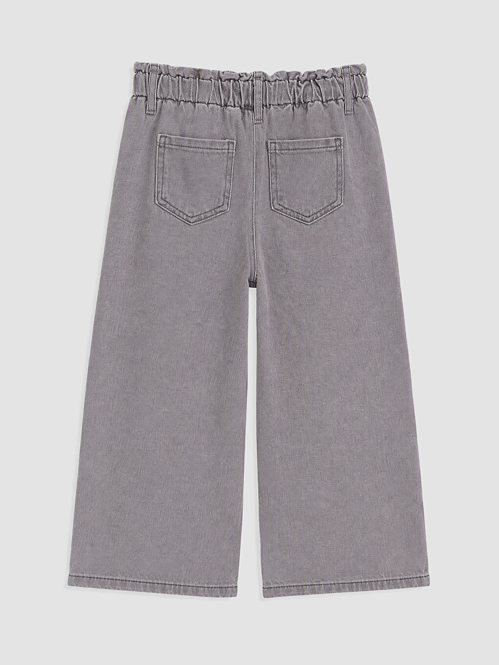Gri Nakışlı Kız Çocuk Jean Pantolon-1