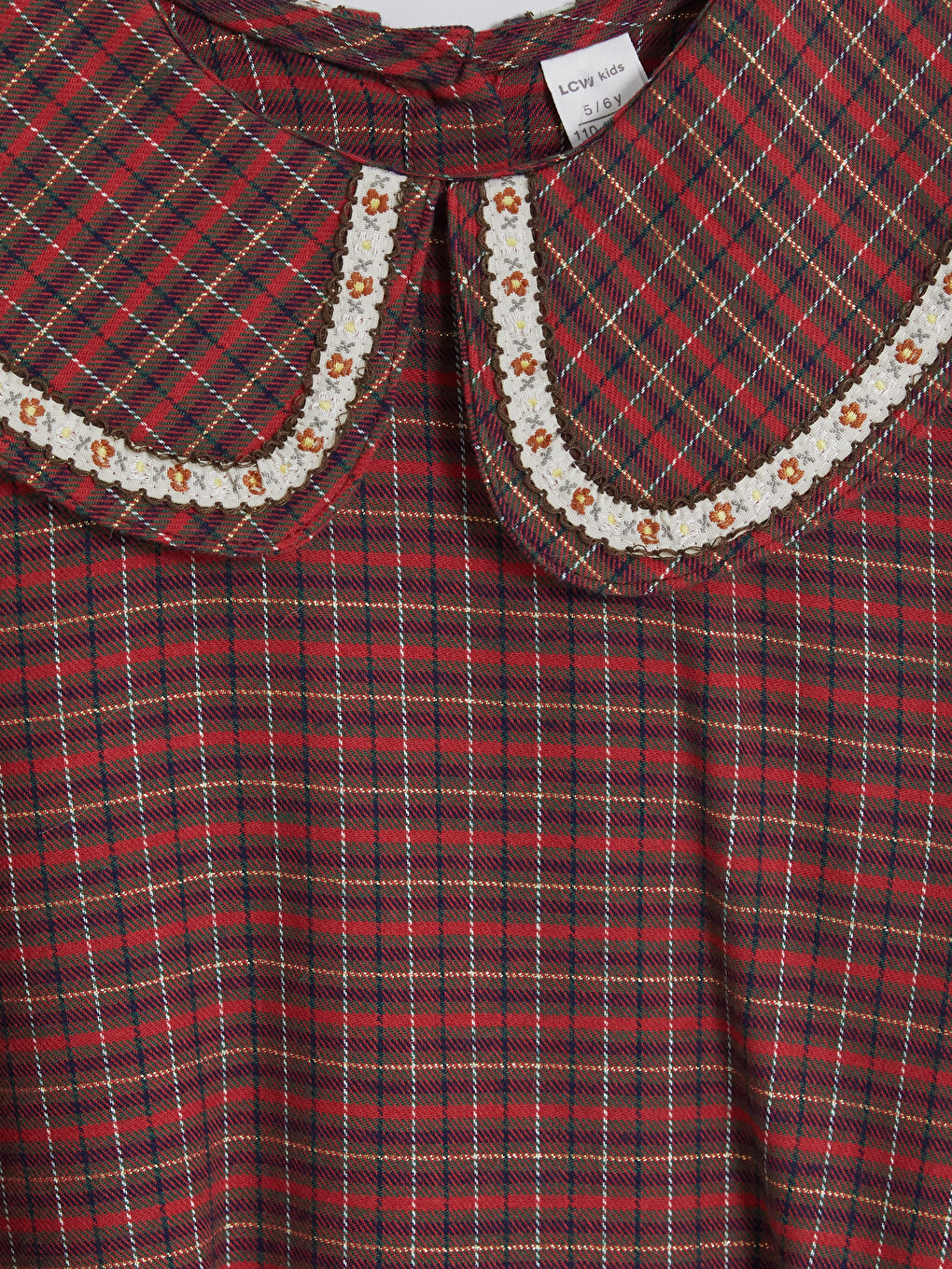 Yeşil Ekose Kız Çocuk Gabardin Elbise-2