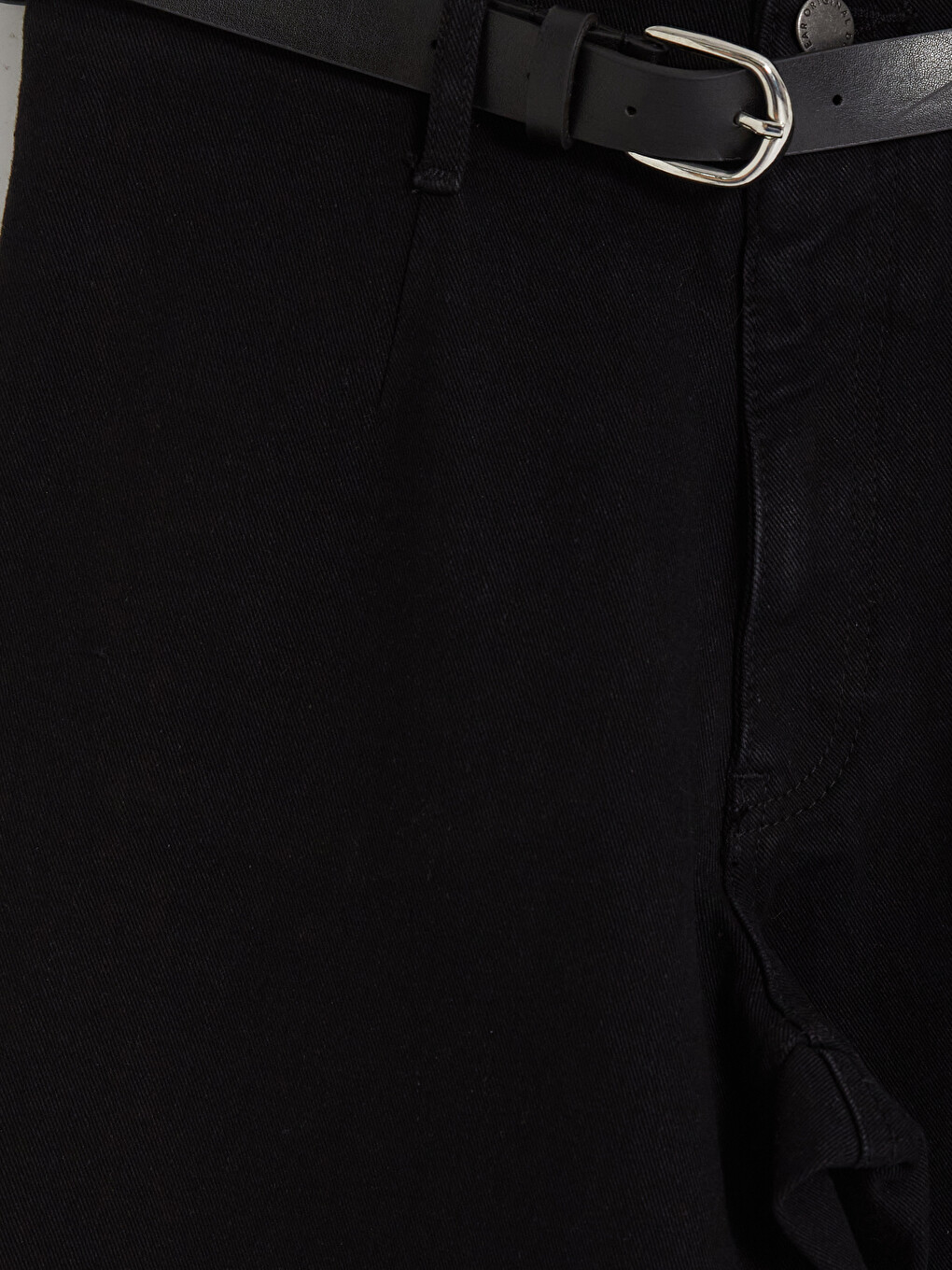 Siyah Kemerli Culotte Fit Kadın Jean Pantolon-6