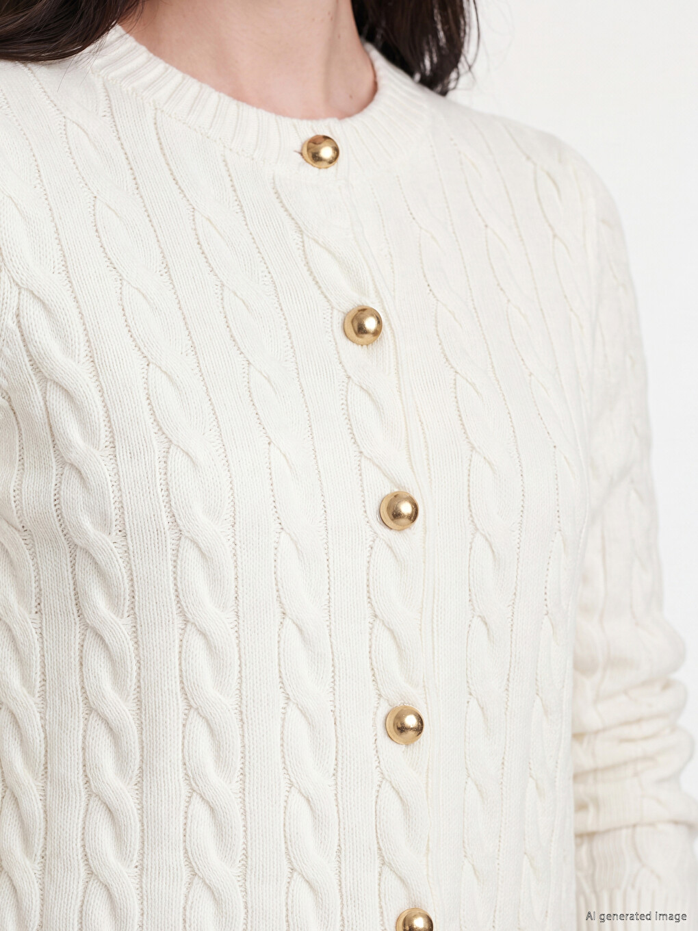 Cable Knit Patterned Women's Knitwear Cardigan-2