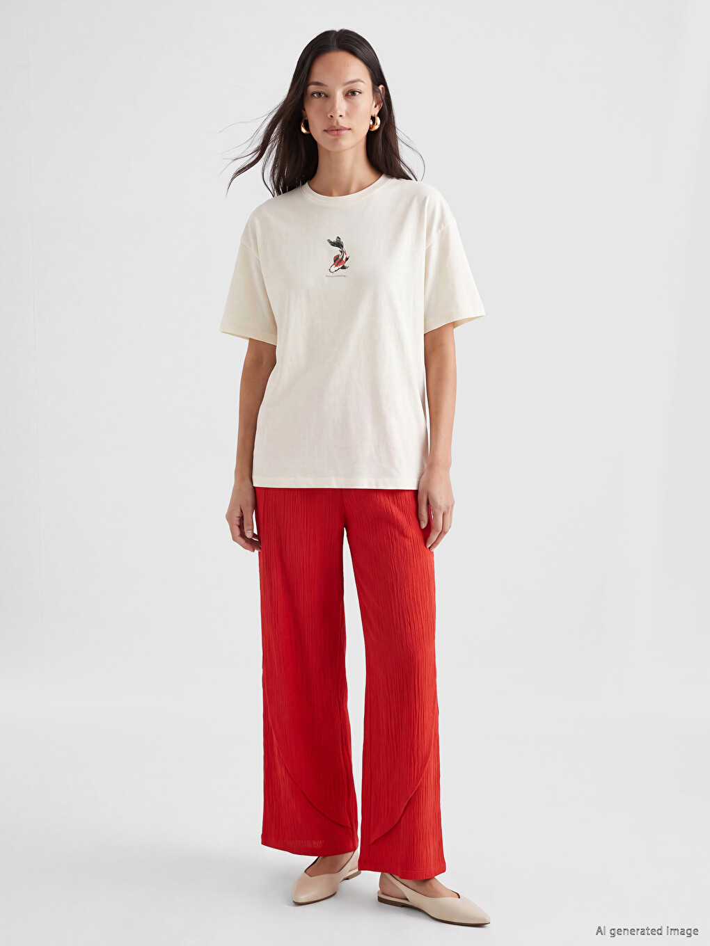 Femër Ngjyre Pana T-shirt-1