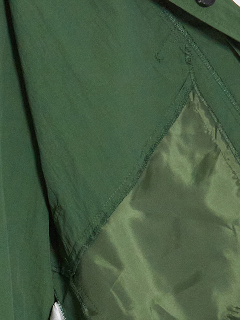 Yeşil Dik Yaka Oversize Kadın Mont-7