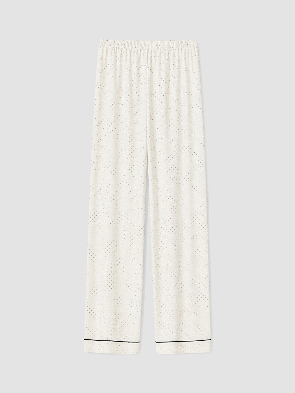 Ekru Gömlek Yaka Puantiyeli Pijama Takım-8