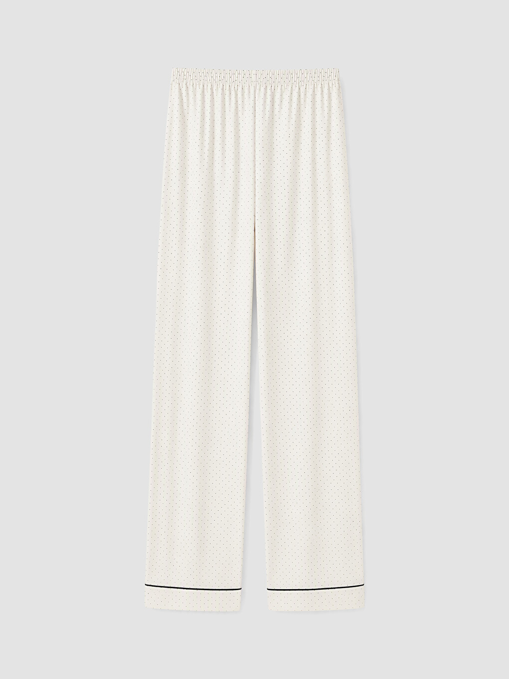 Ekru Gömlek Yaka Puantiyeli Pijama Takım-9