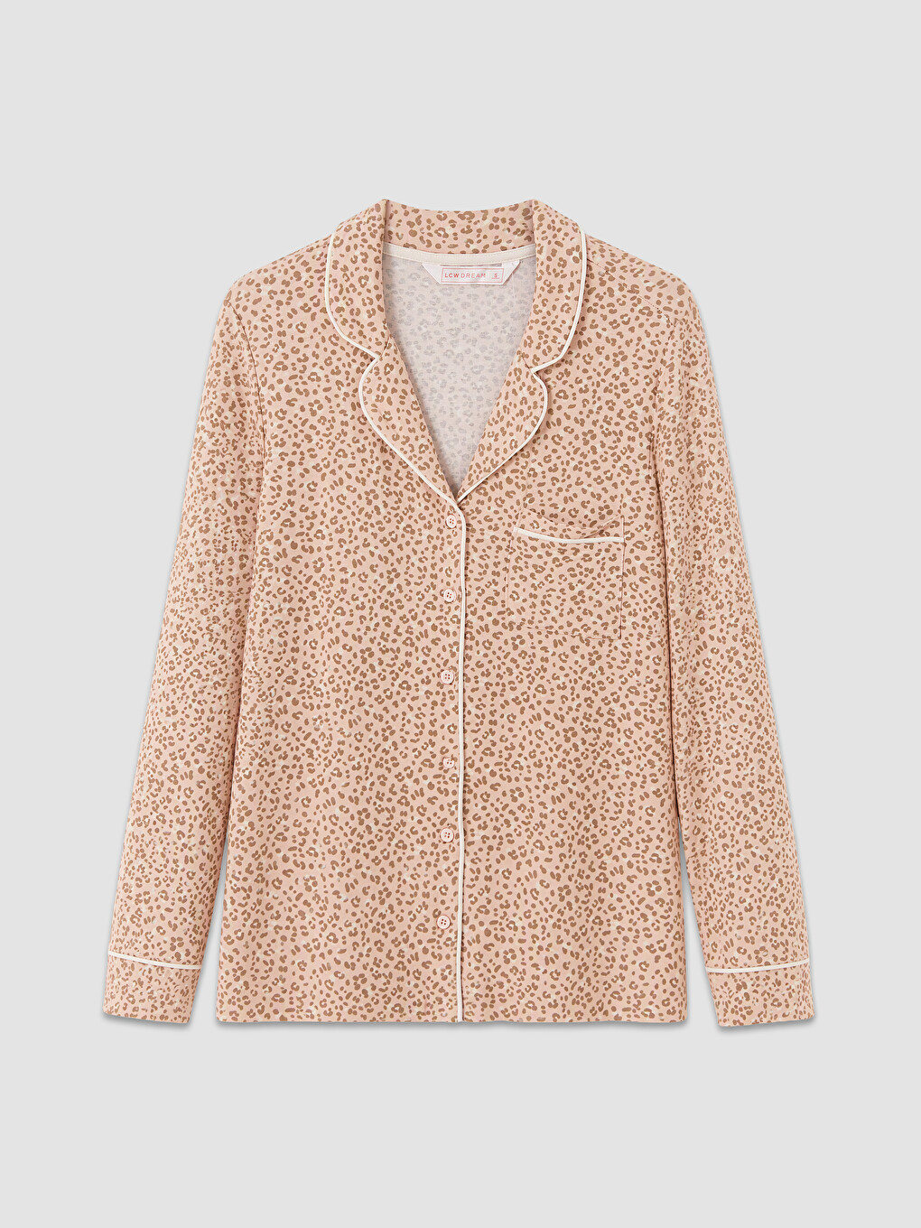 Bej Leopar Desenli Kadın Pijama Takım-5