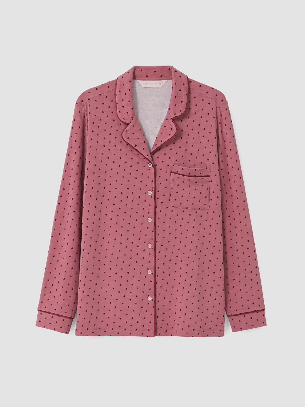 Pembe Kalp Desenli Kadın Pijama Takımı-1