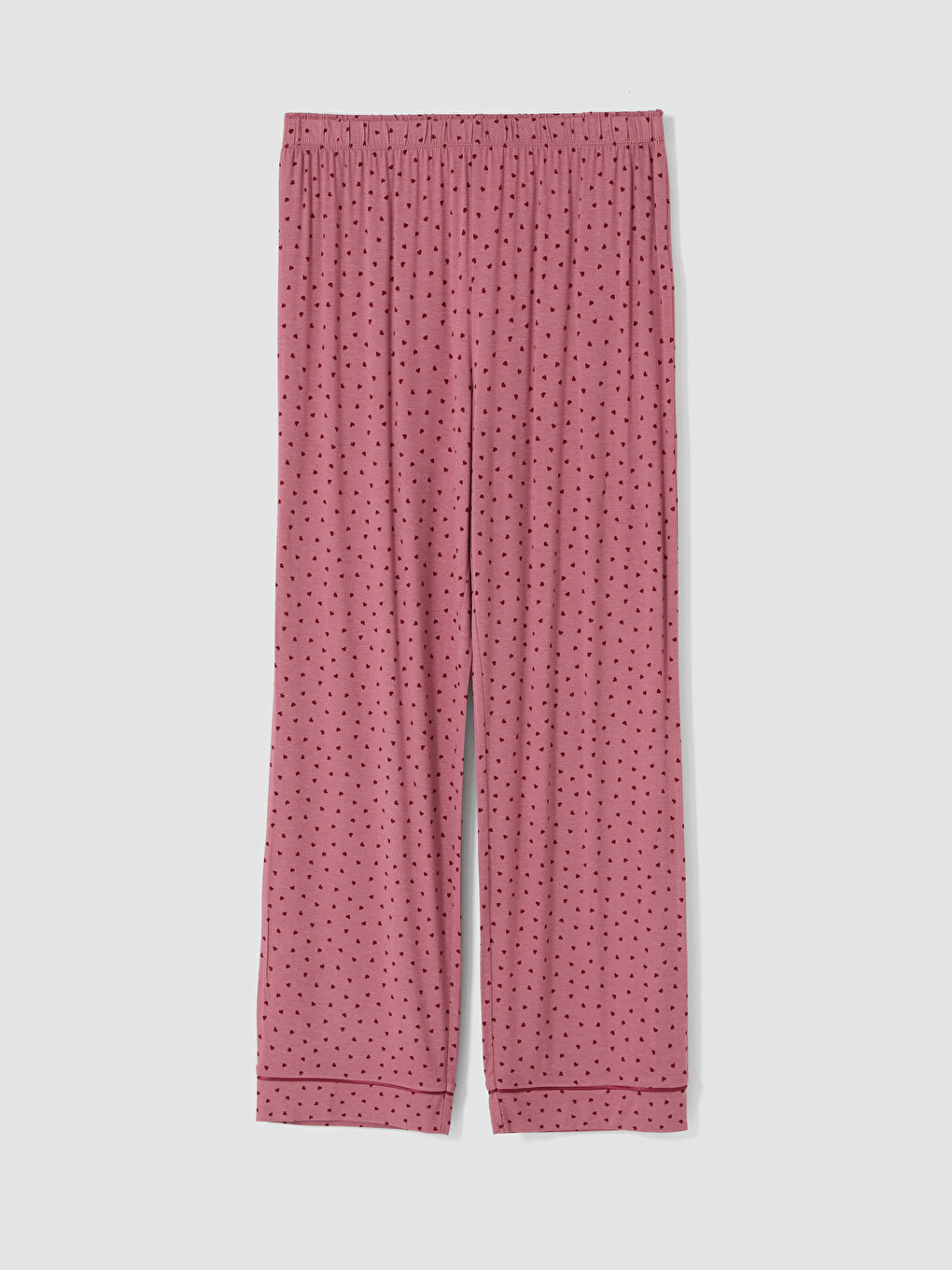 Pembe Kalp Desenli Kadın Pijama Takımı-4