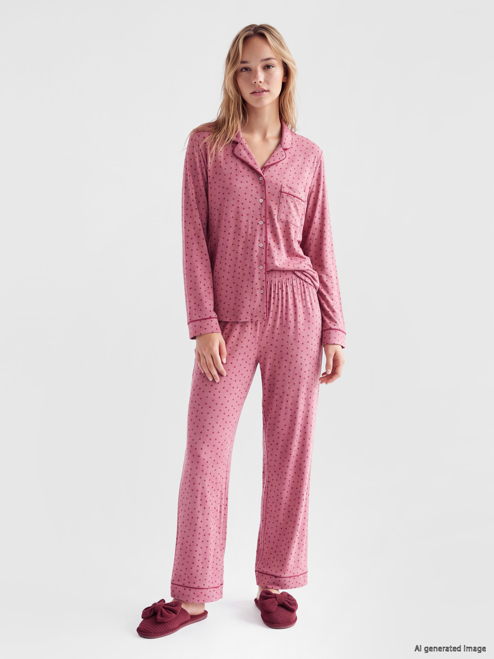 Heart Patterned Women's Pyjamas Set