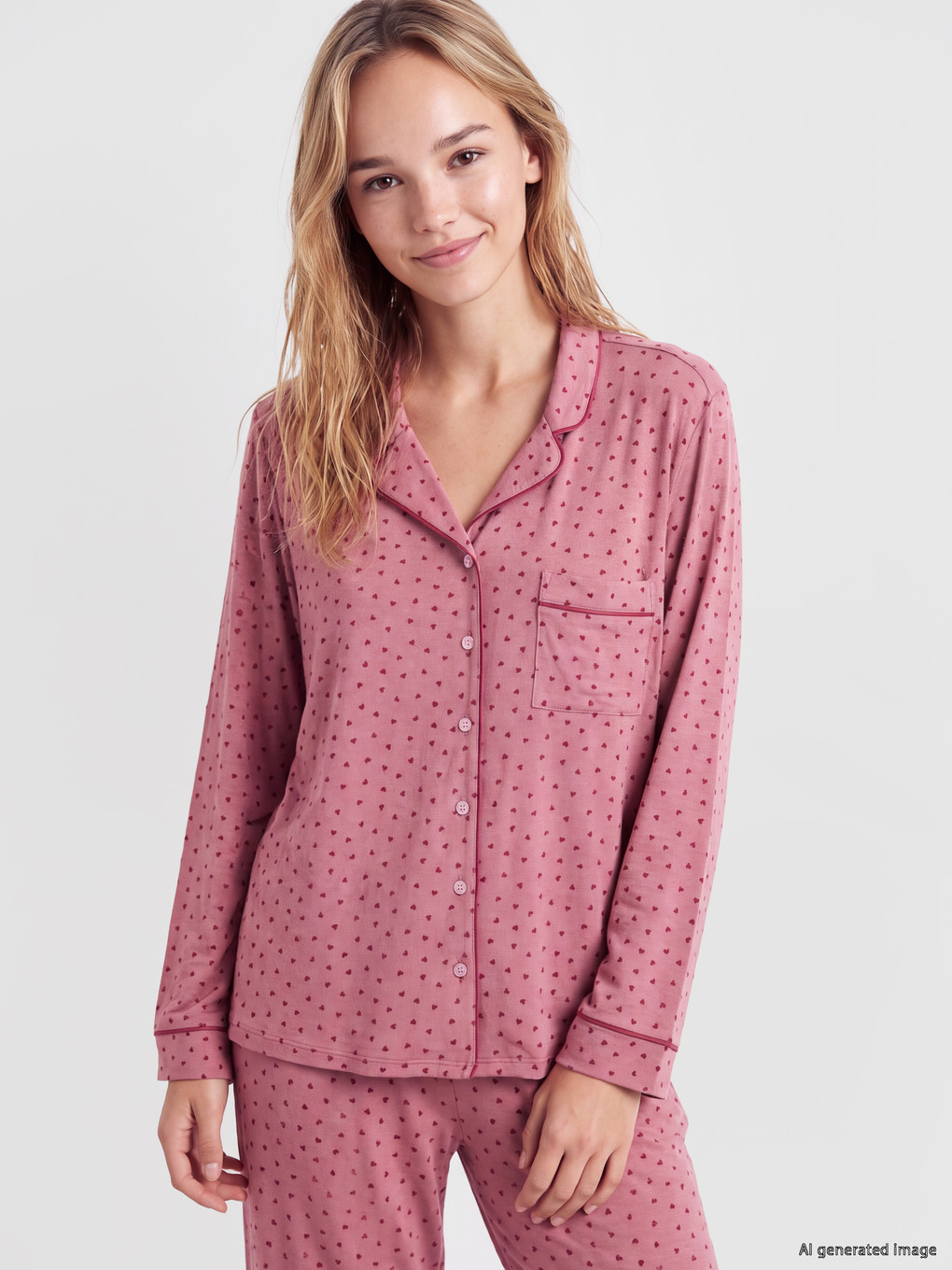 Heart Patterned Women's Pyjamas Set-1
