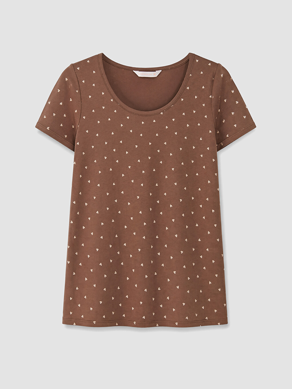 Kahverengi Kalp Desenli Hamile Şortlu Pijama Takımı-1