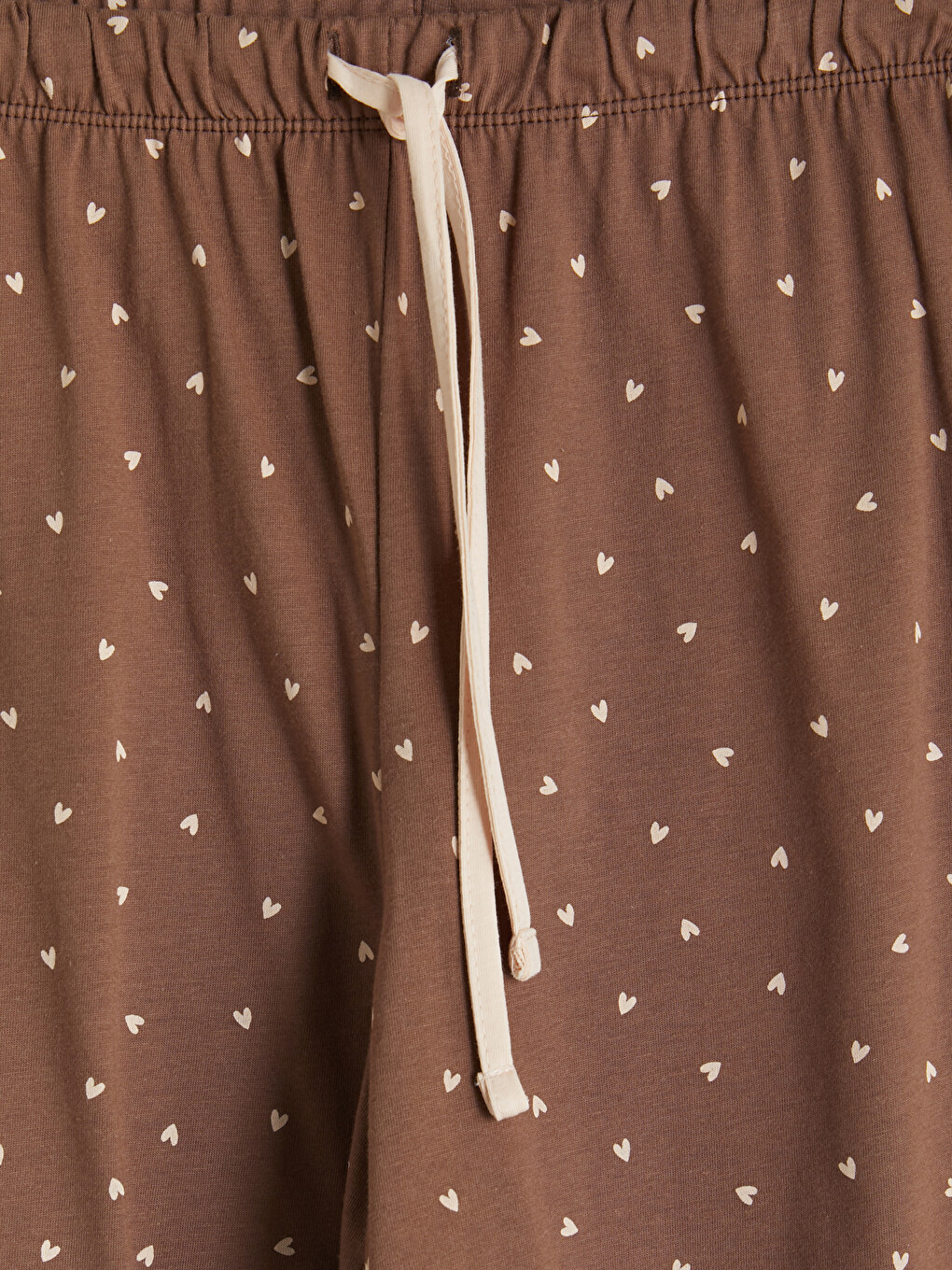 Kahverengi Kalp Desenli Hamile Şortlu Pijama Takımı-5