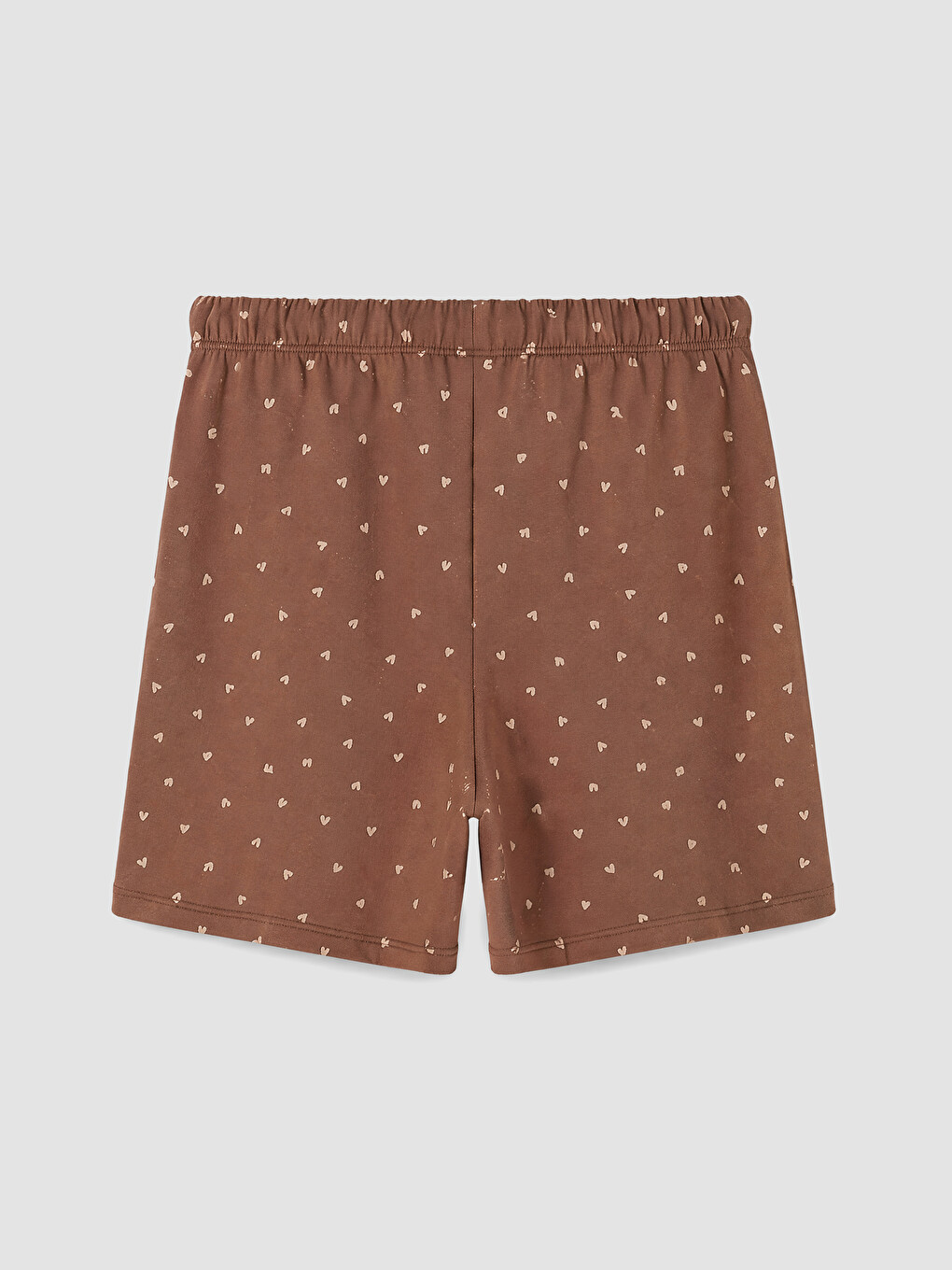 Kahverengi Kalp Desenli Hamile Şortlu Pijama Takımı-6