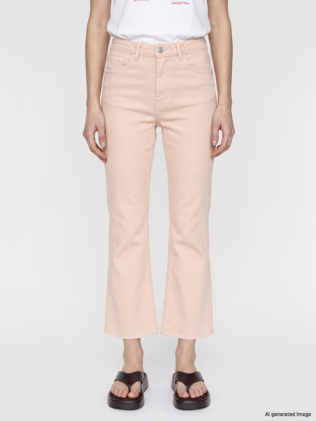 Pembe Flare Kadın Jean Pantolon-1