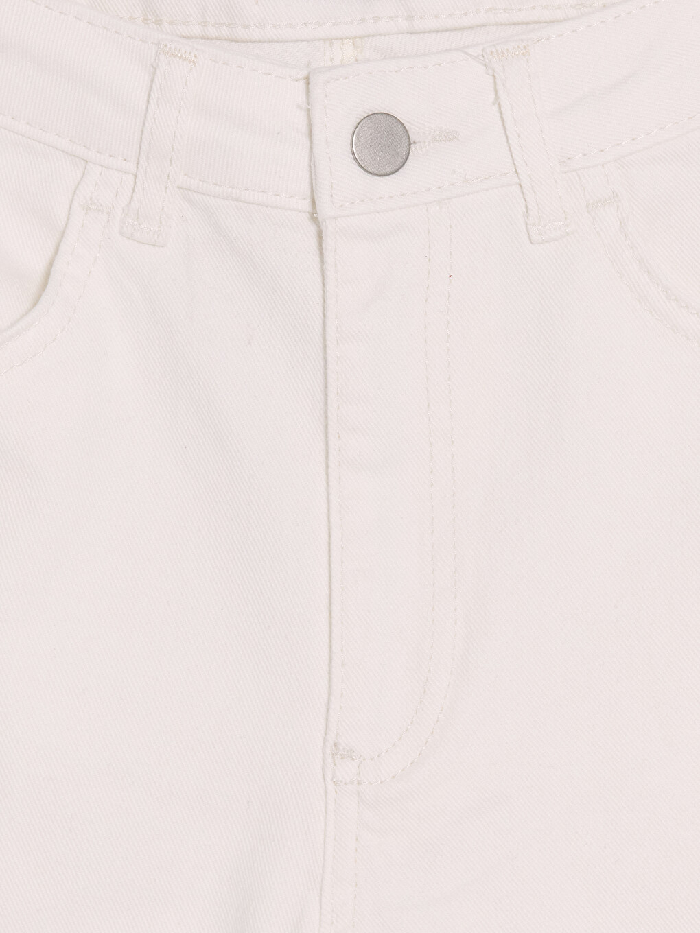Ekru Yüksek Bel Crop Flare Kadın Jean Pantolon-1