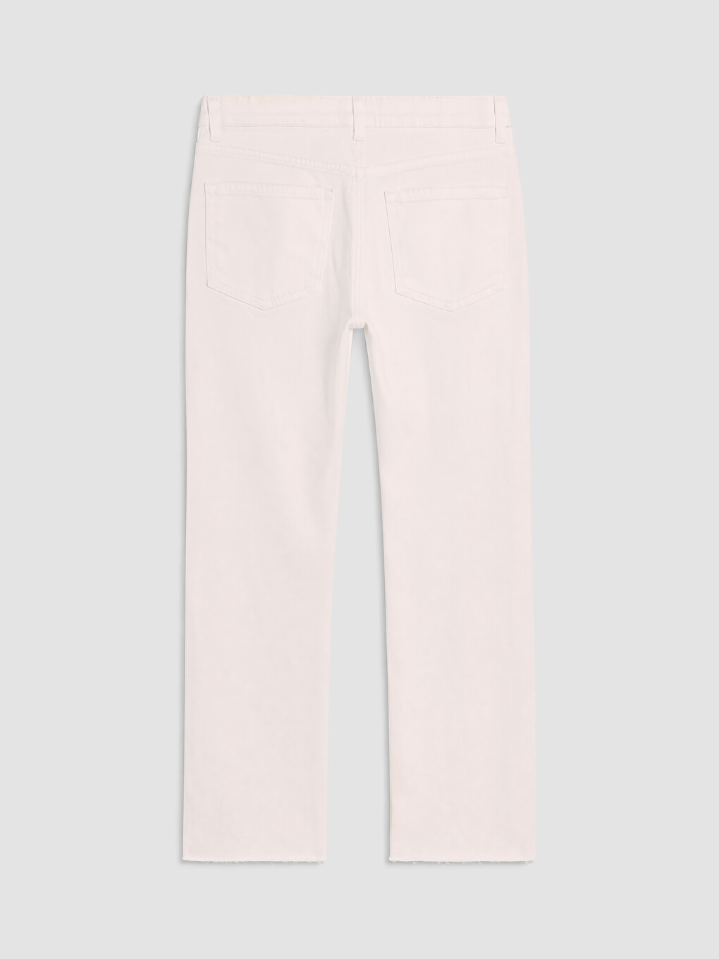 Ekru Yüksek Bel Crop Flare Kadın Jean Pantolon-2