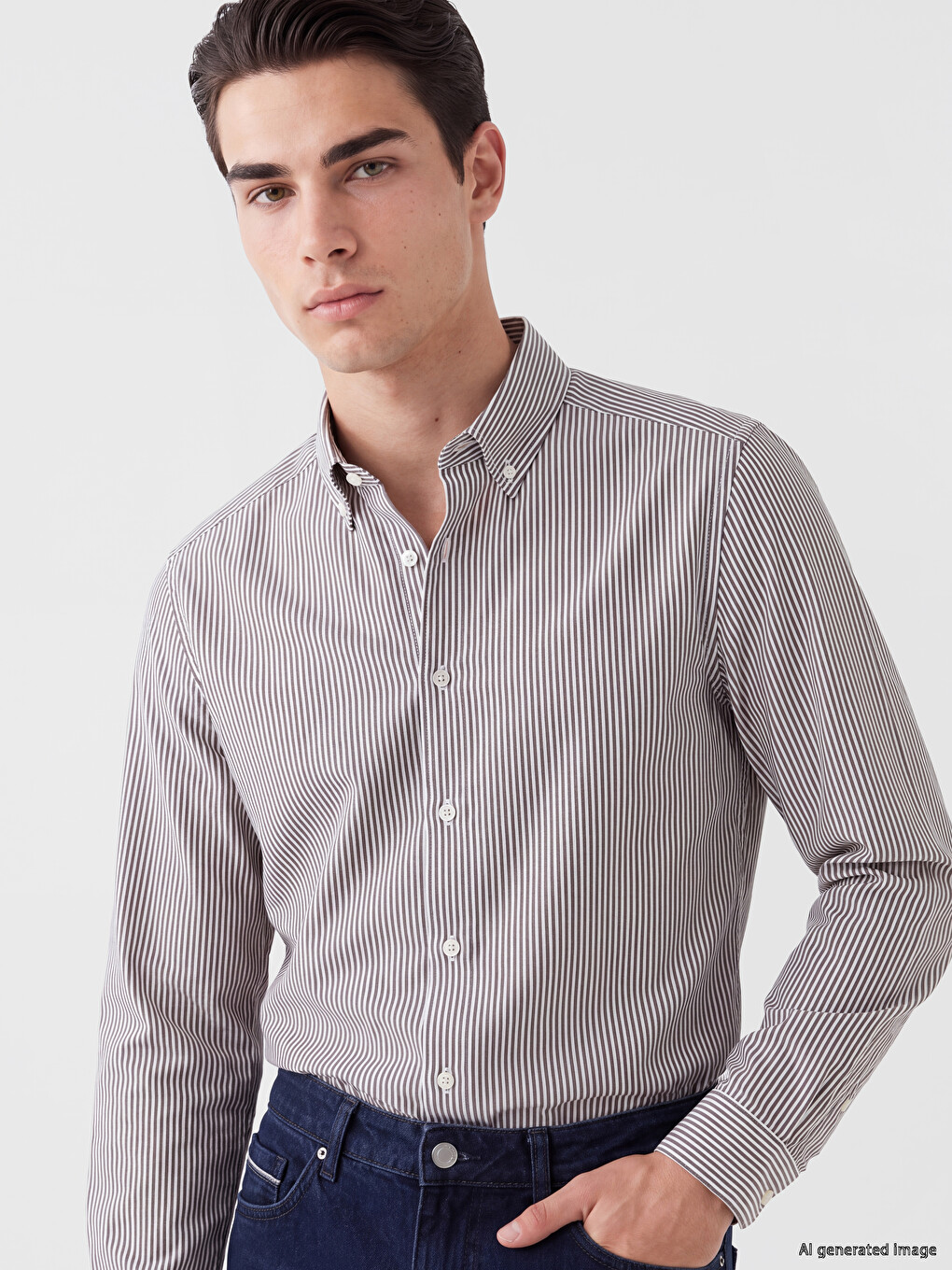 Slim Fit Striped Dobby Men's Shirt
