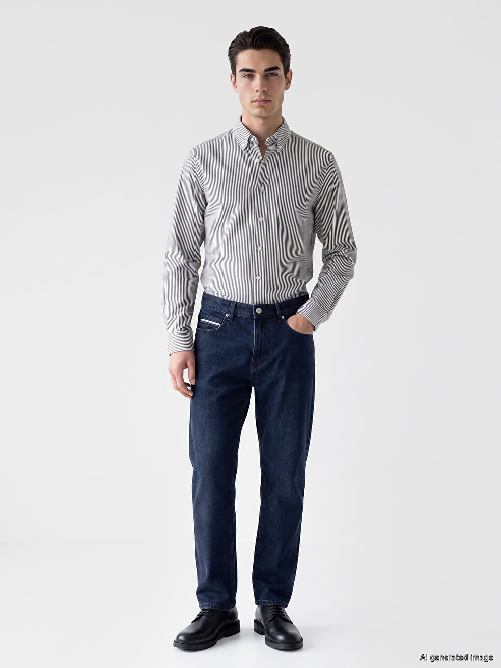 Slim Fit Striped Dobby Men's Shirt-1