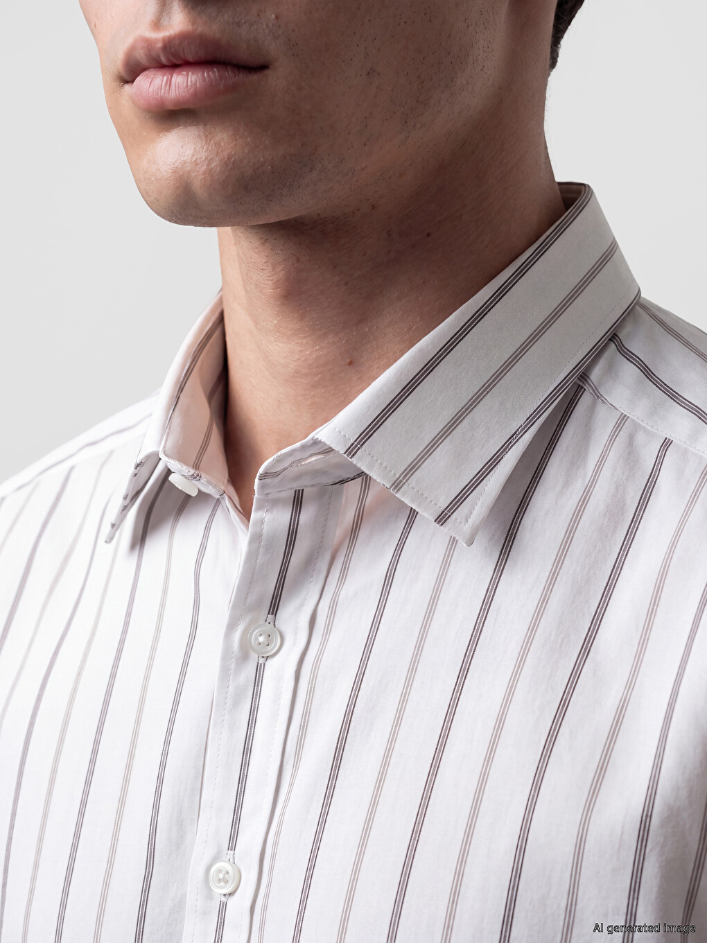 Slim Fit Prugasta Muška Košulja Od Dobi Tkanine-2