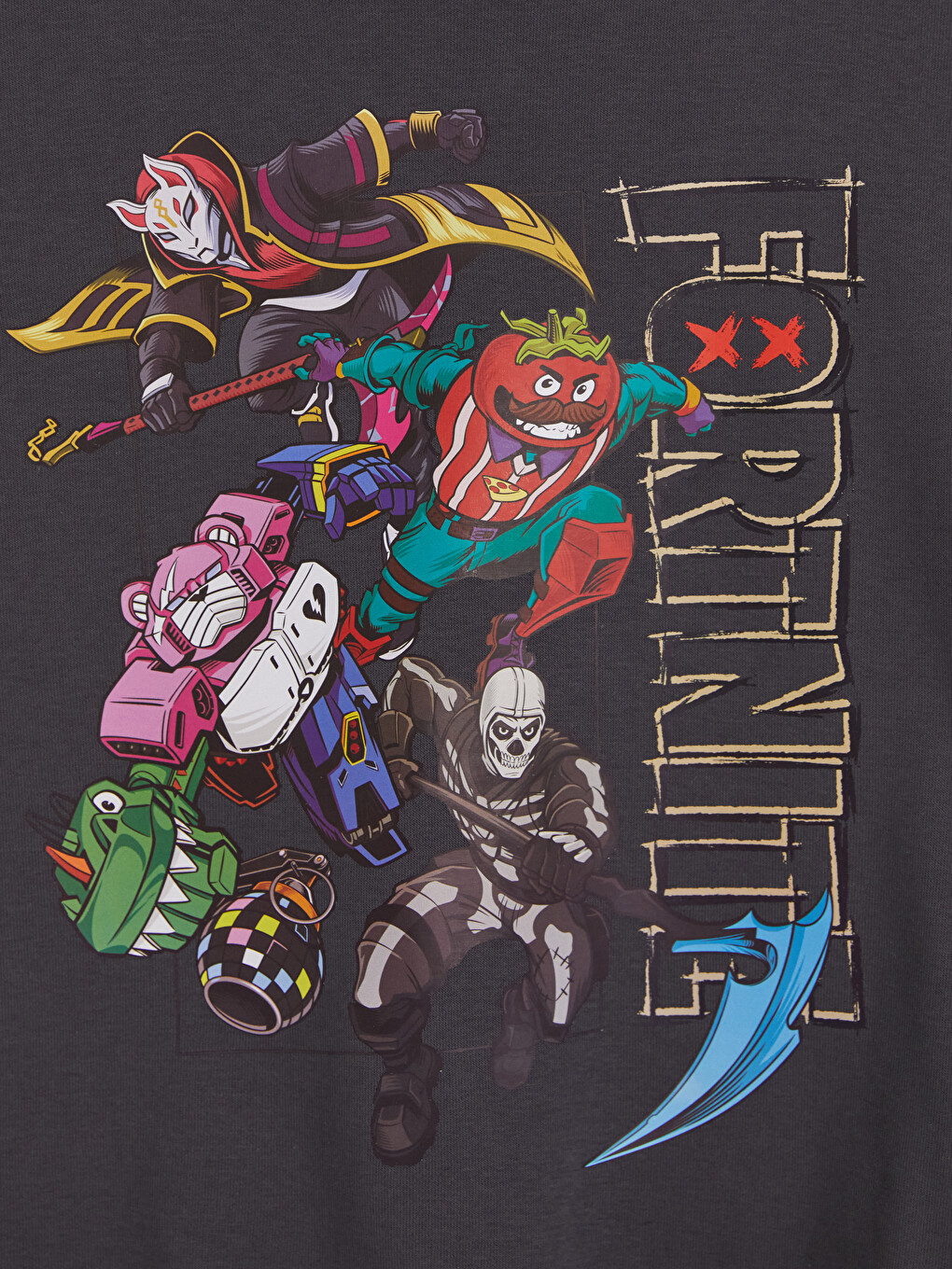 Antrasit Fortnite Baskılı Erkek Çocuk Sweatshirt-2