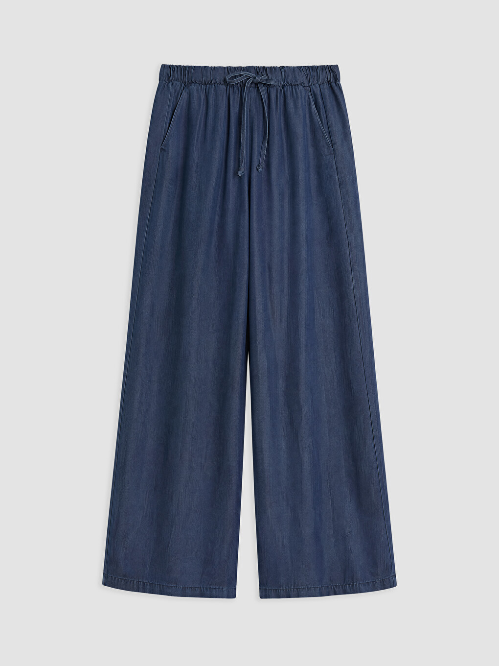 Siyah Beli Lastikli Wideleg Kadın Jean Pantolon
