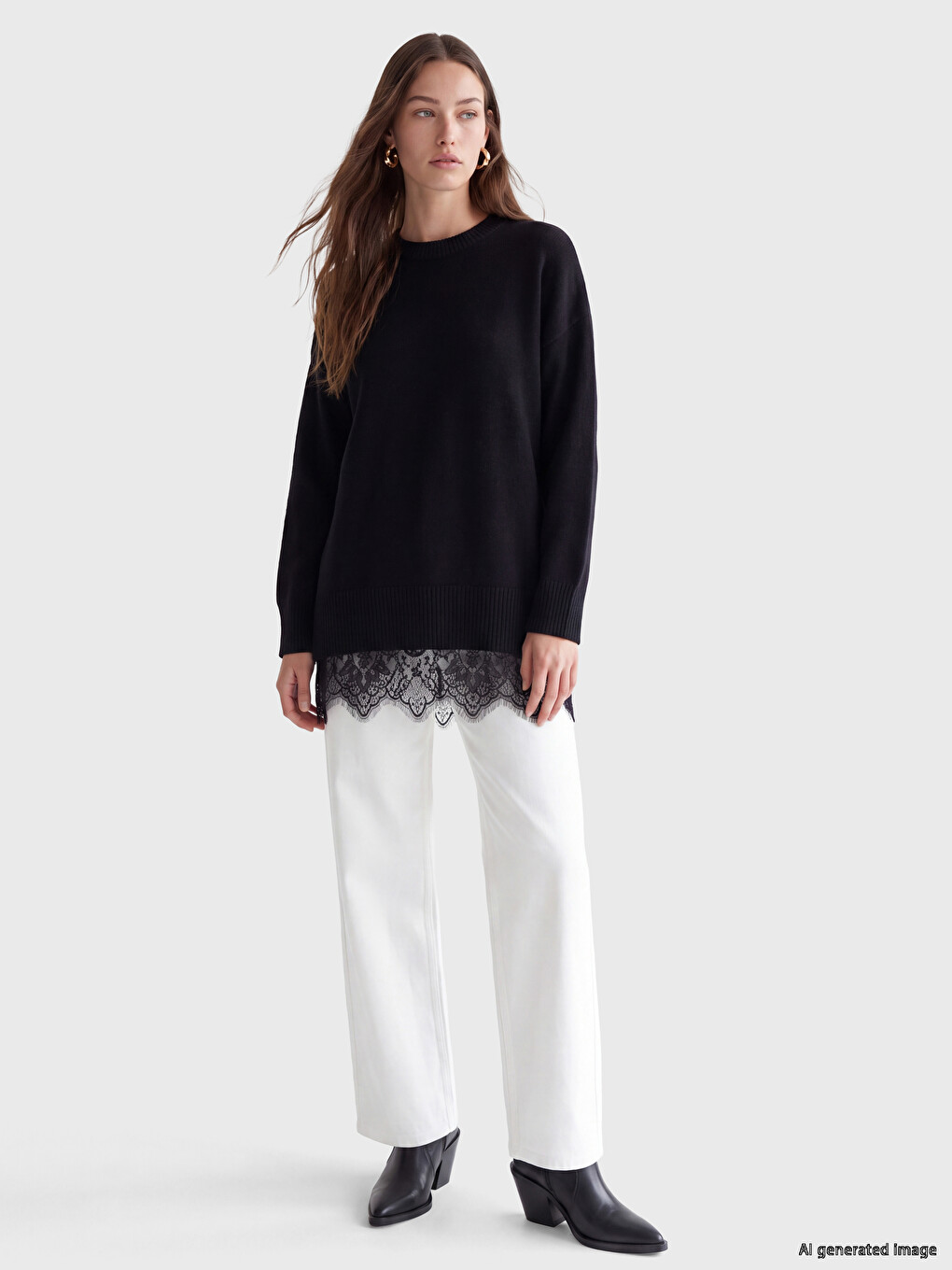 Lace Women's Knitwear Tunic-1
