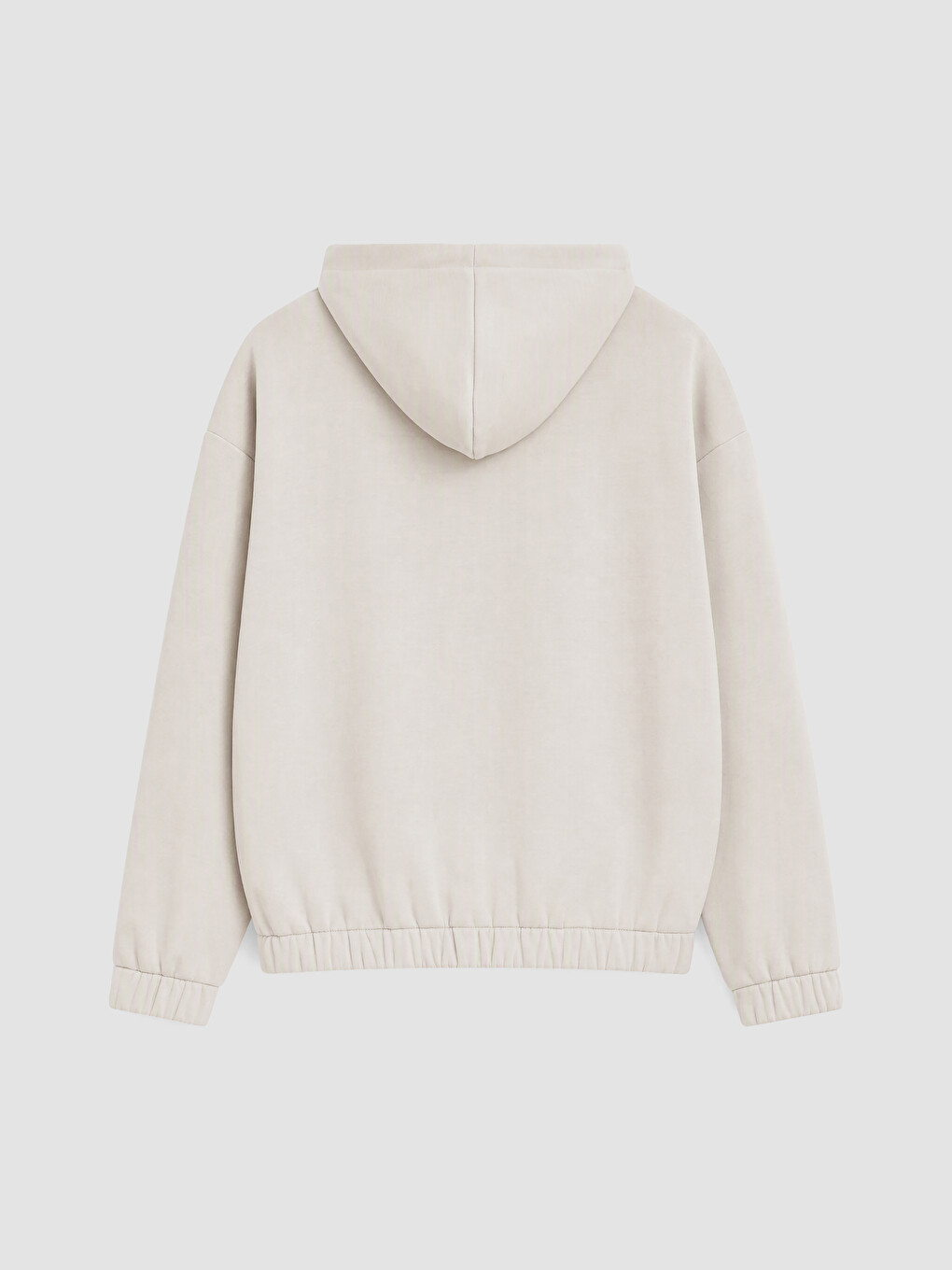 Bej Kapüşonlu Soft Touch Kadın Fermuarlı Sweatshirt-2