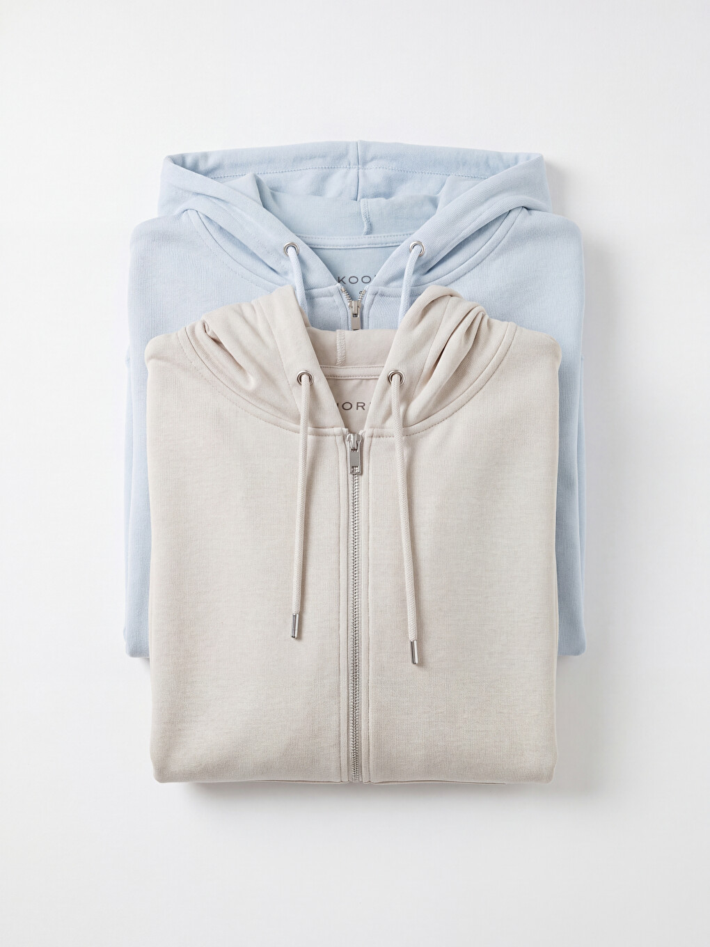 Mavi Kapüşonlu Soft Touch Kadın Fermuarlı Sweatshirt-2