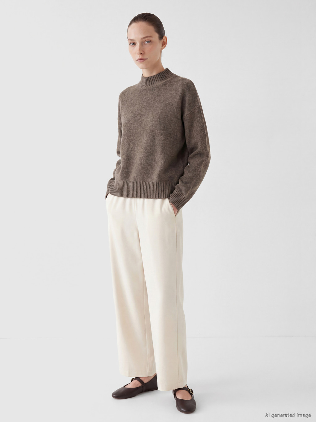 Mock Neck Women's Knitwear Sweater-1