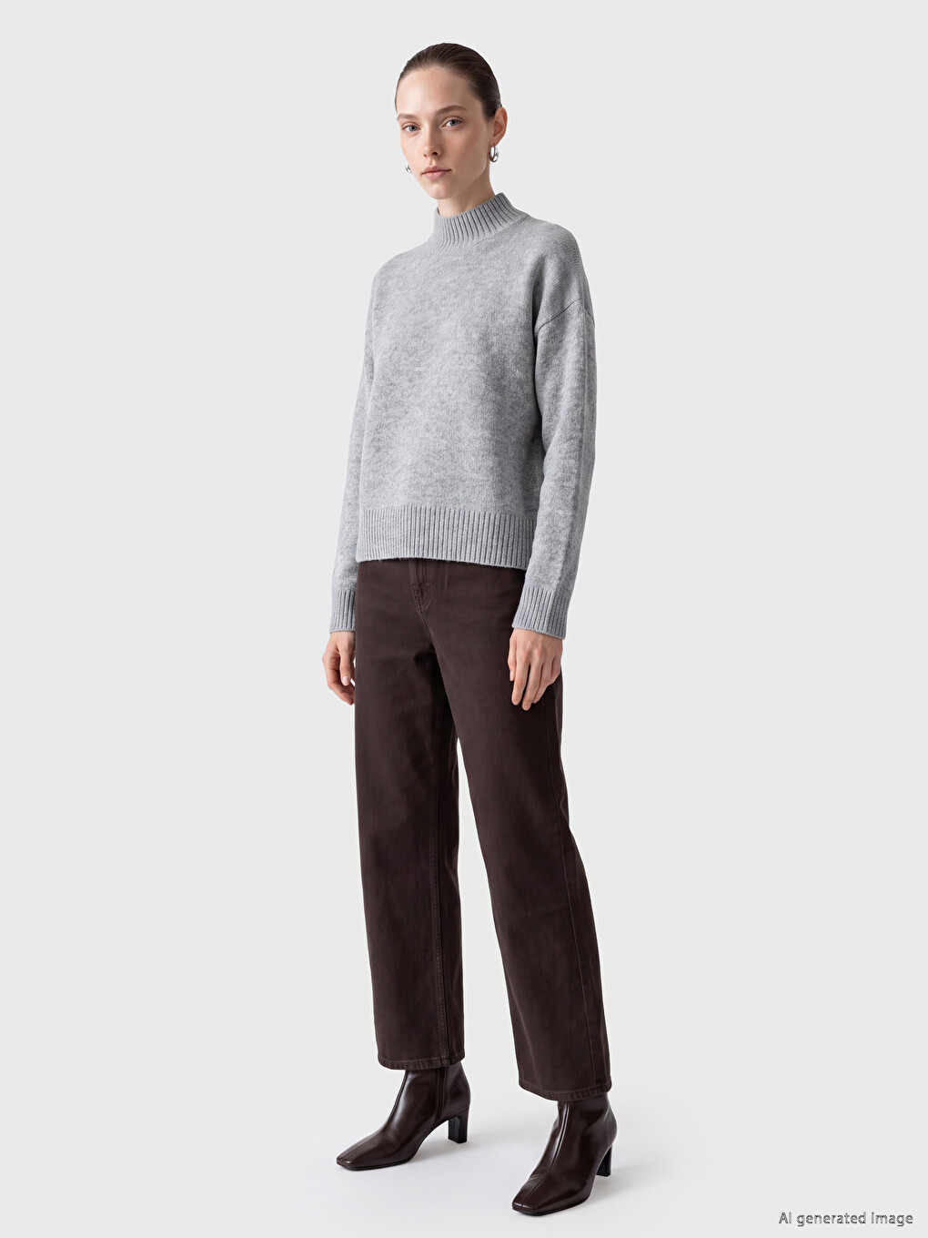 Mock Neck Women's Knitwear Sweater